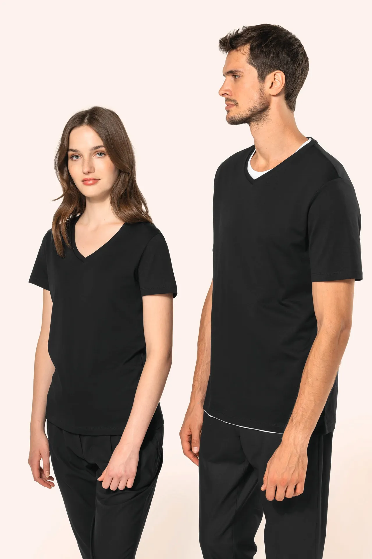 Supima® Damen-T-Shirt mit V-Ausschnitt und kurzen Ärmeln
