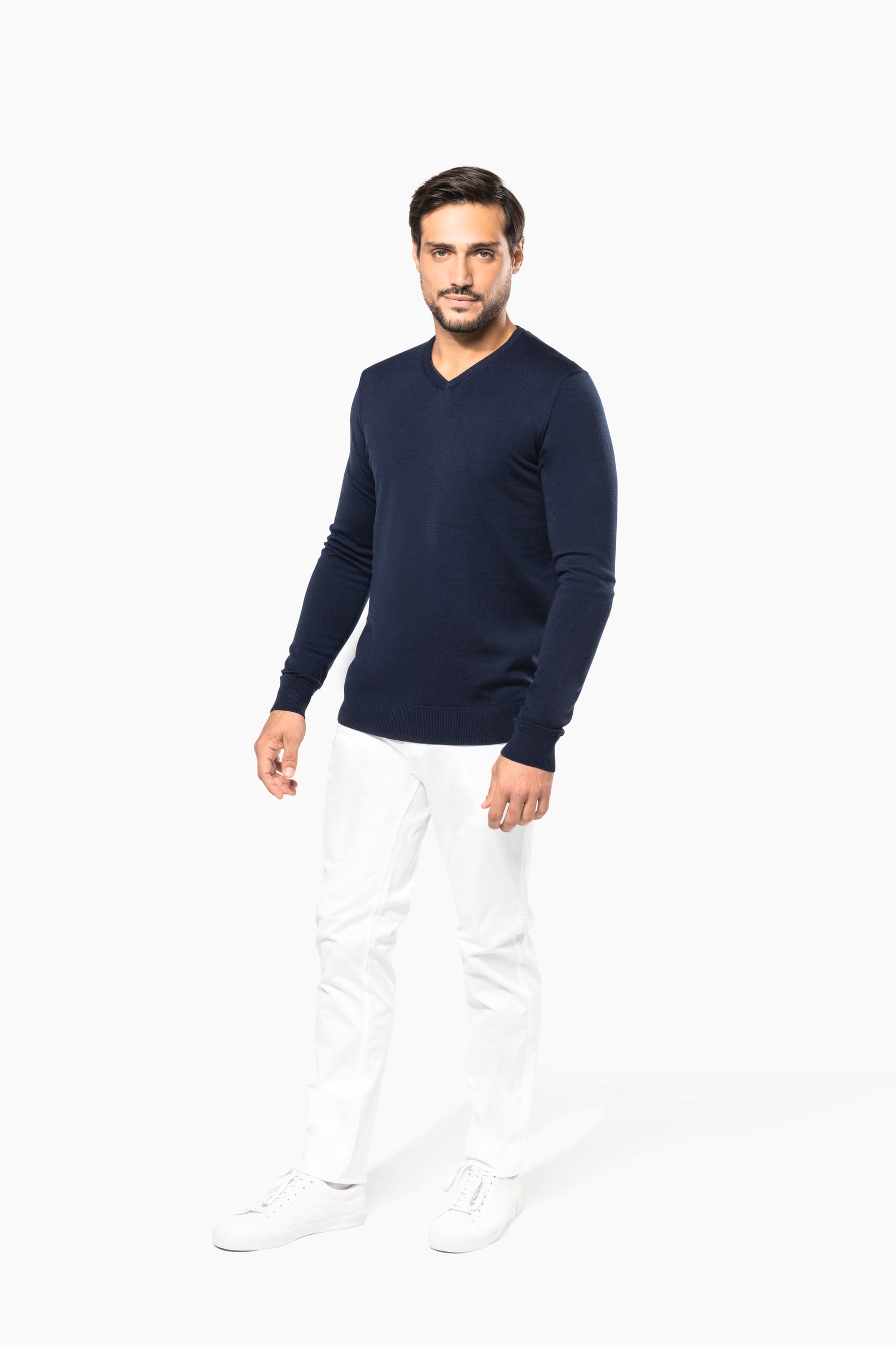 Merino-Herrenpullover mit V-Ausschnitt