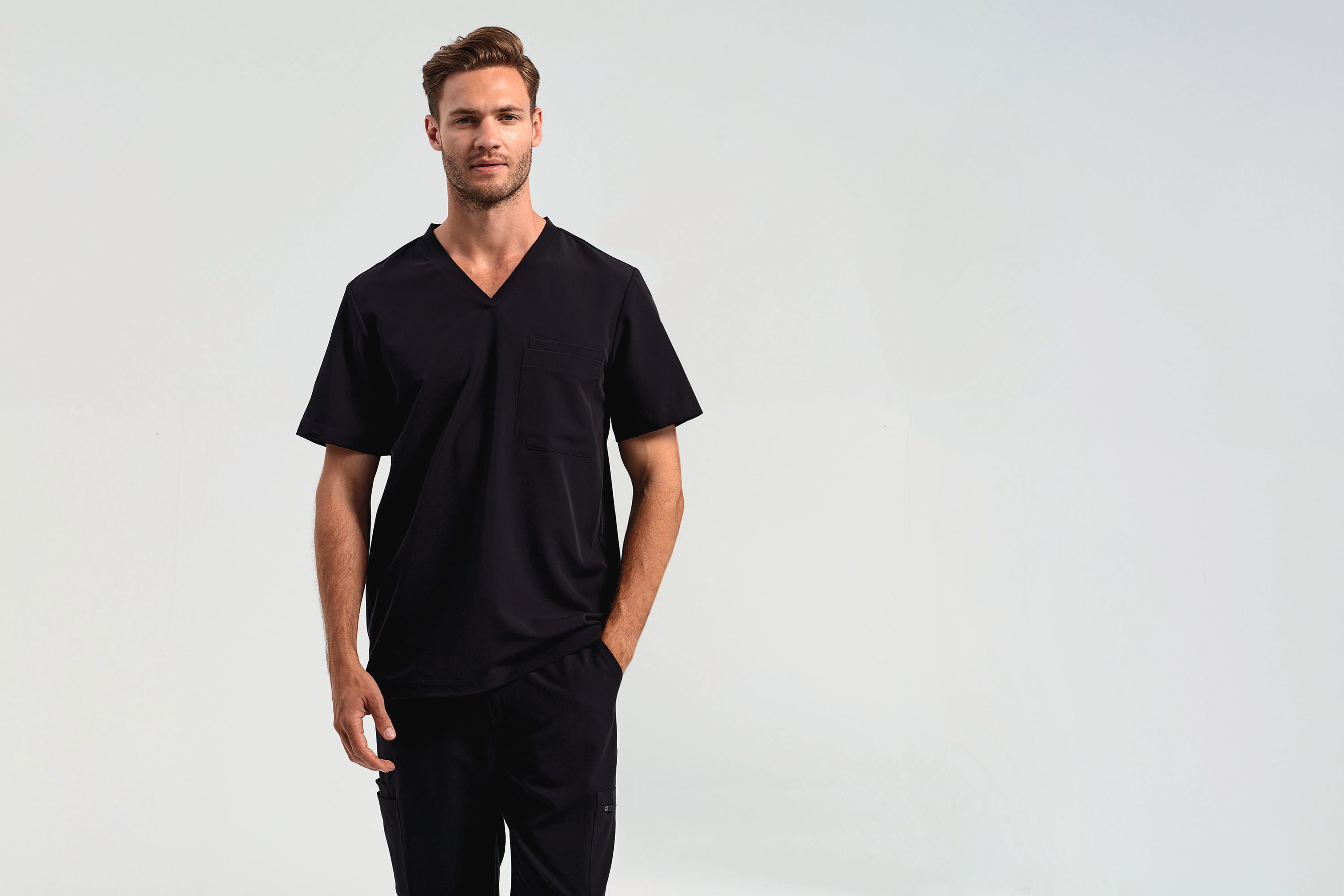 Stretch-Tunika für Herren mit kurzen Ärmeln Stretch-Tunika für Herren mit kurzen Ärmeln