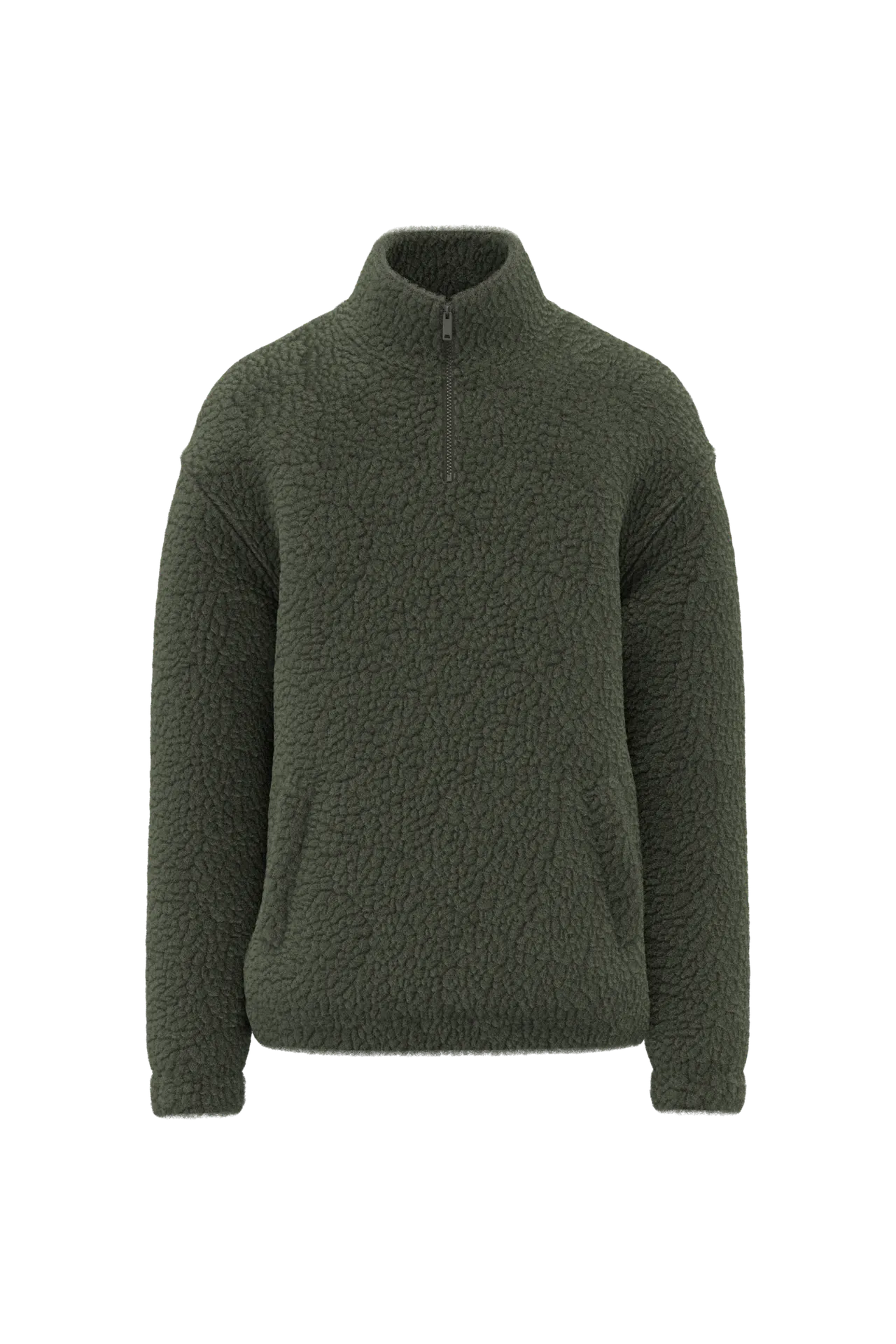 Unisex-Sweatshirt mit 1/4-Reißverschluss und überschnittenen Schultern aus Sherpa-Material