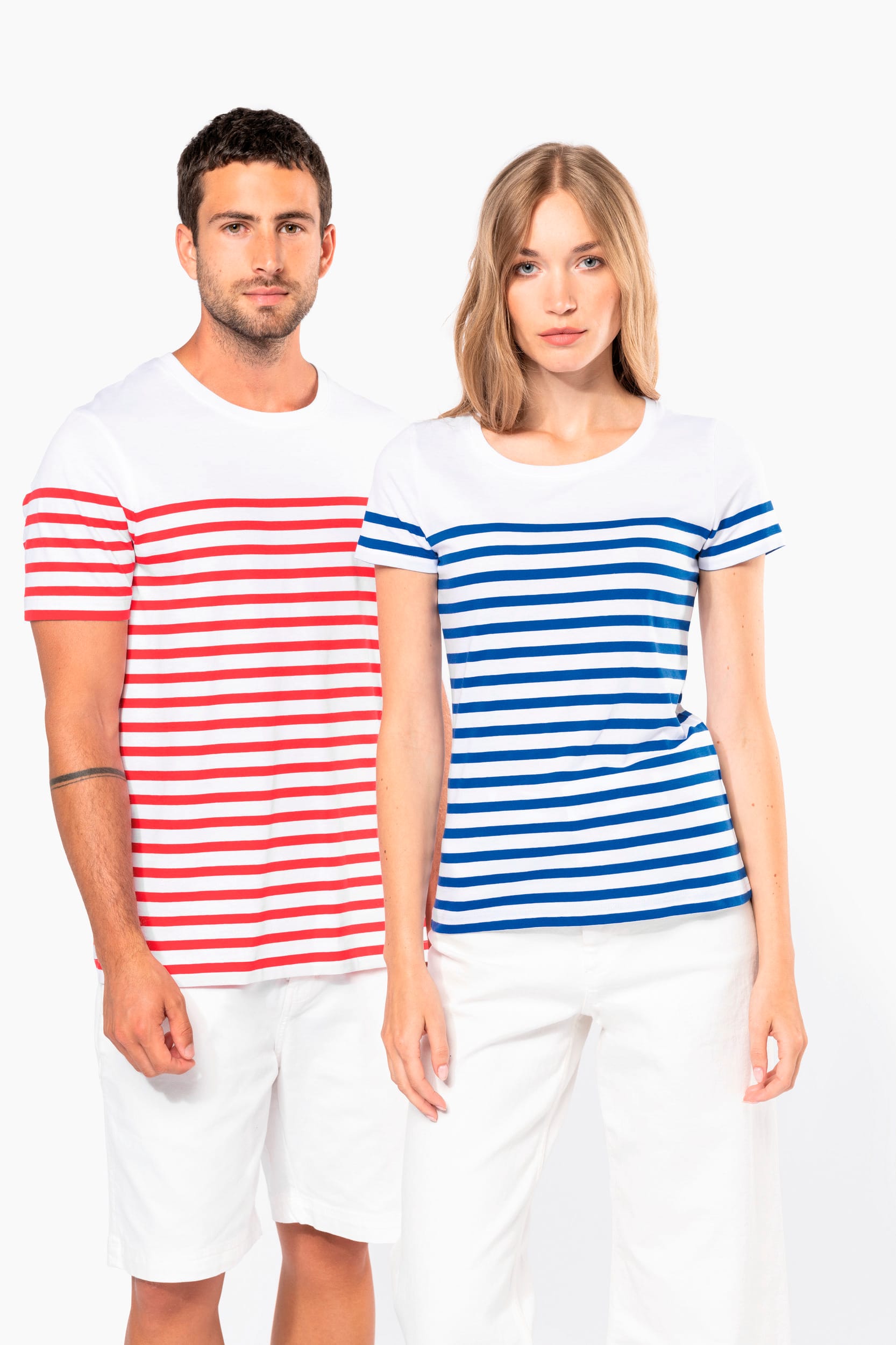 T-Shirt im Marine-Stil mit Rundhalsausschnitt Bio Damen