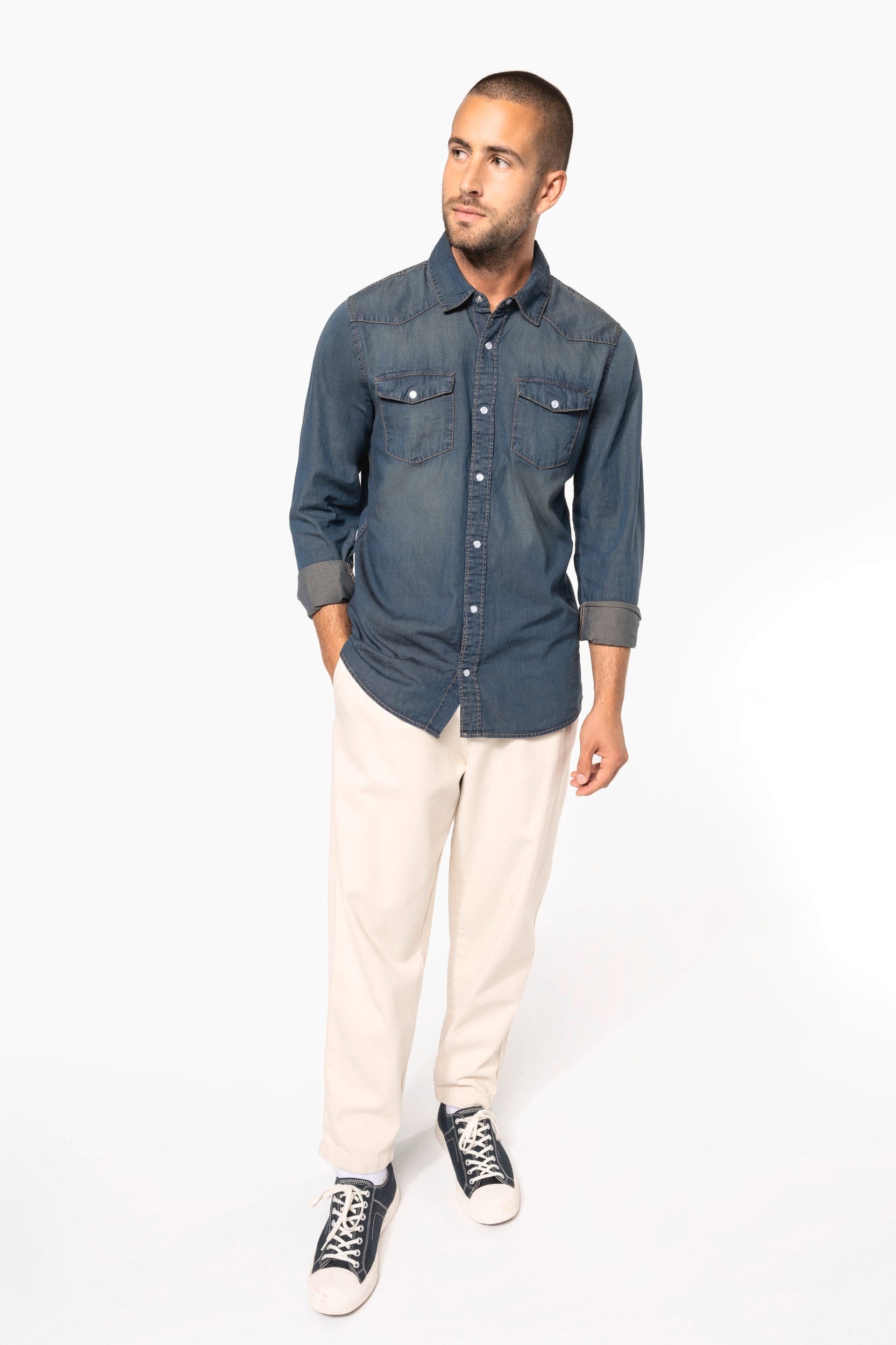 Herren denim-hemd langarm