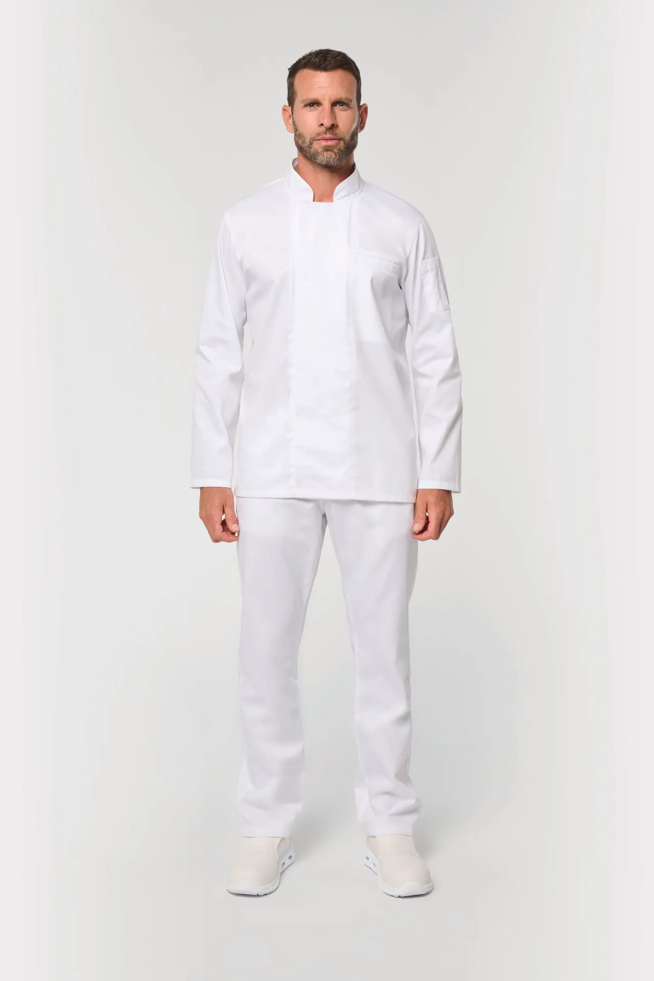 Umweltfreundliche, atmungsaktive Unisex-Kochjacke mit langen Ärmeln