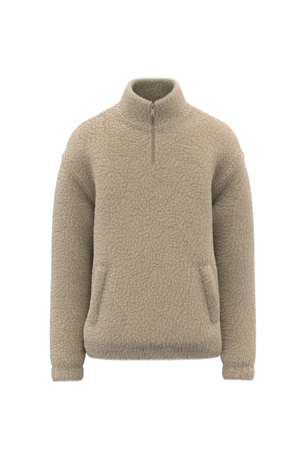 Unisex-Sweatshirt mit 1/4-Reißverschluss und überschnittenen Schultern aus Sherpa-Material