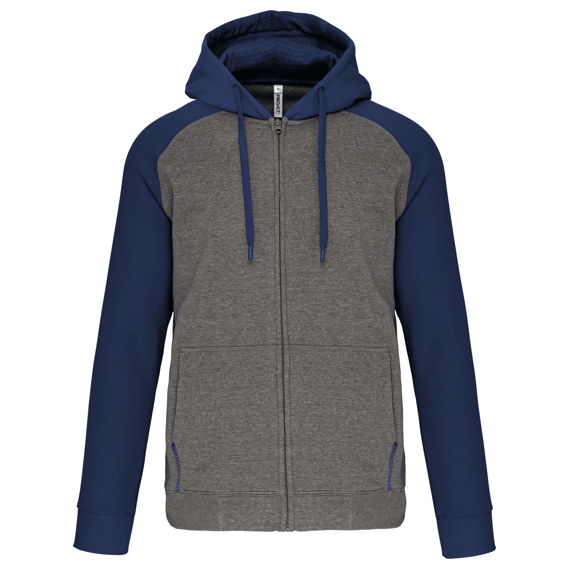 Zweifarbige Unisex-Fleecejacke mit Reißverschluss und Kapuze