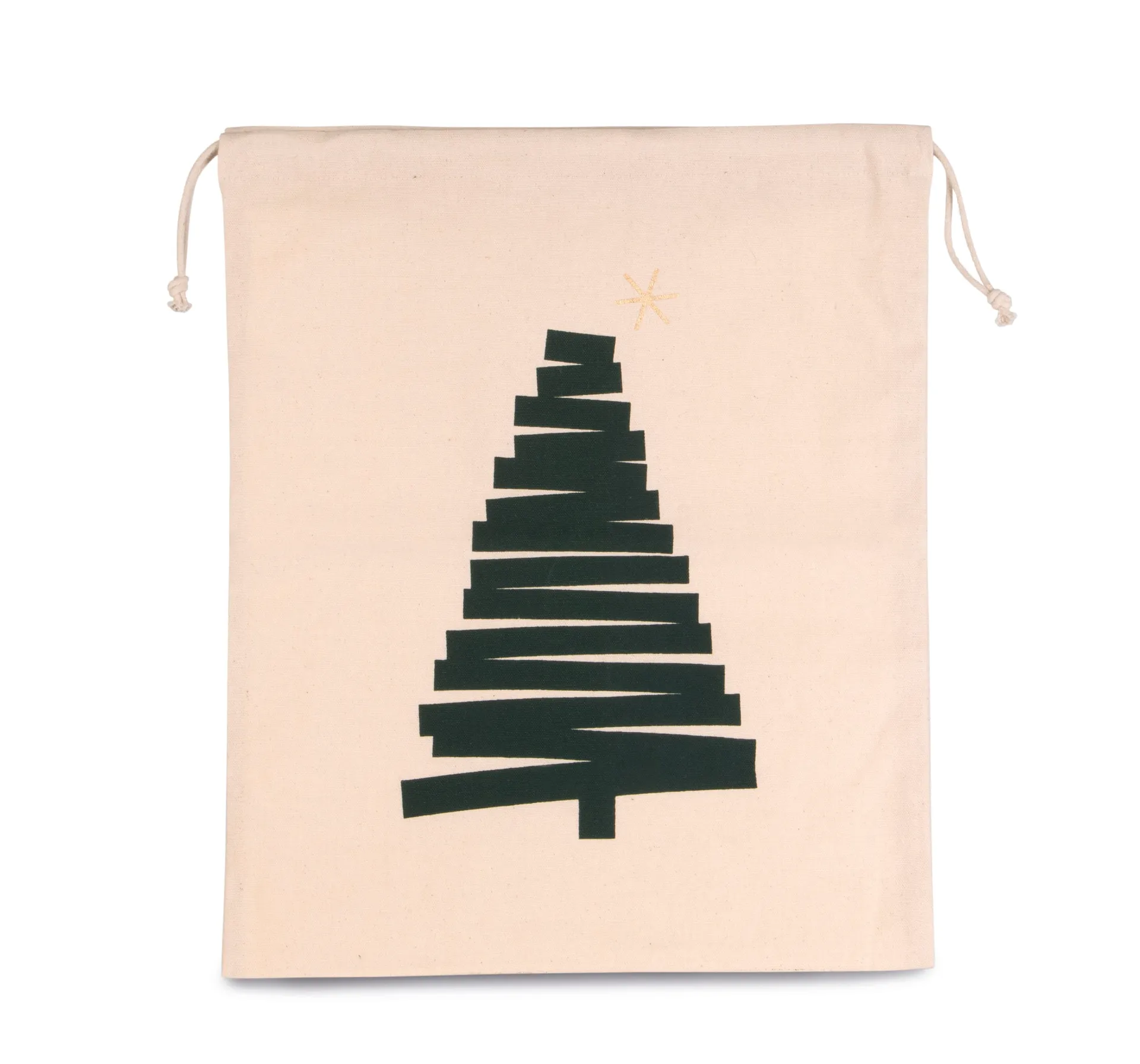 Baumwolltasche mit Kordelzug und Tannenbaummotiv