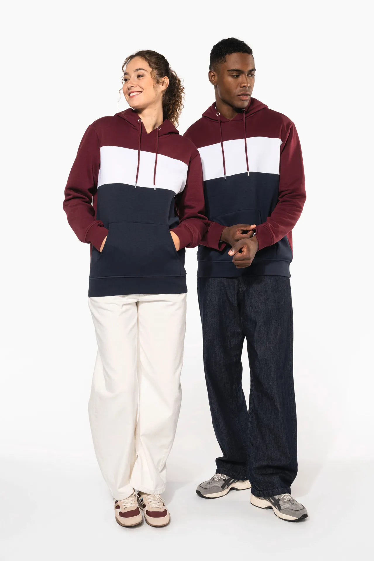 Dreifarbiges Kapuzensweatshirt, Unisex