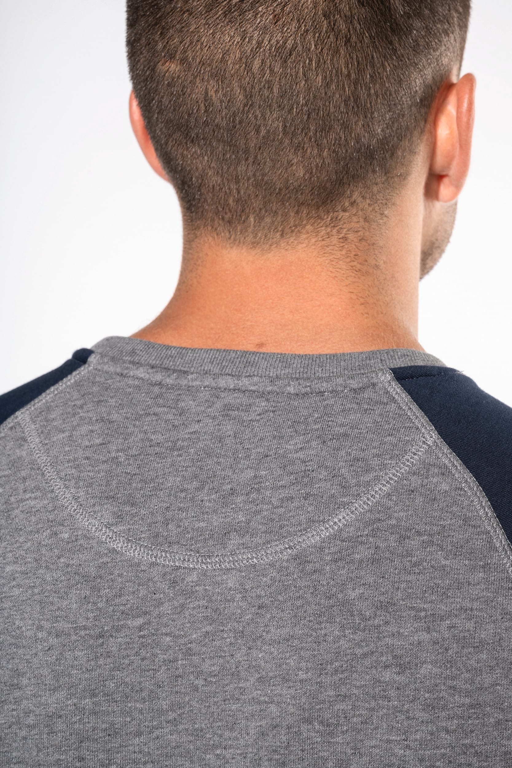 Zweifarbiges Herren-Sweatshirt French Terry mit Rundhalsausschnitt und Raglanärmeln AUS BIO-Baumwolle