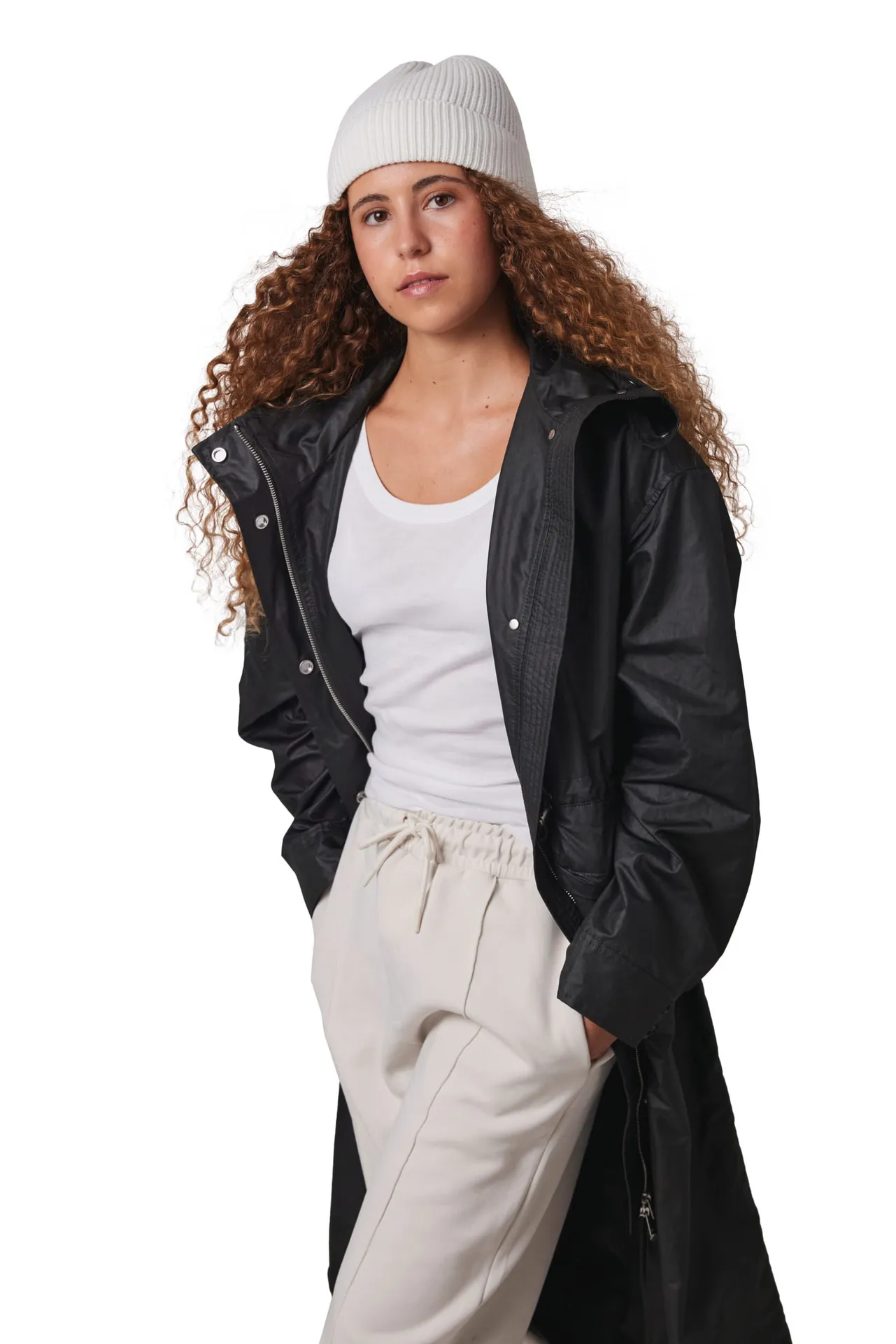 Gerippte Mütze mit Umschlag