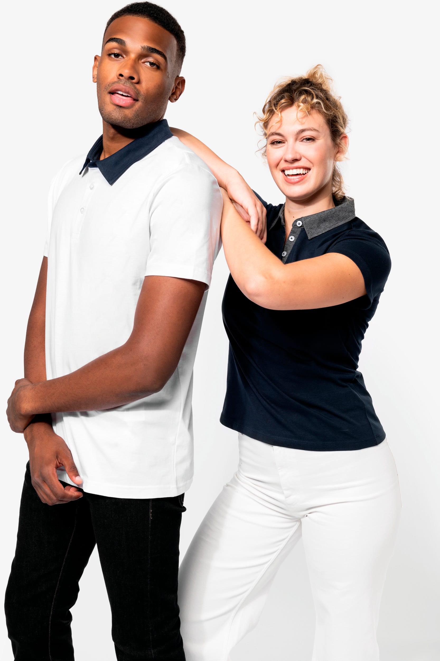 Zweifarbiges Jersey-Polohemd für Damen