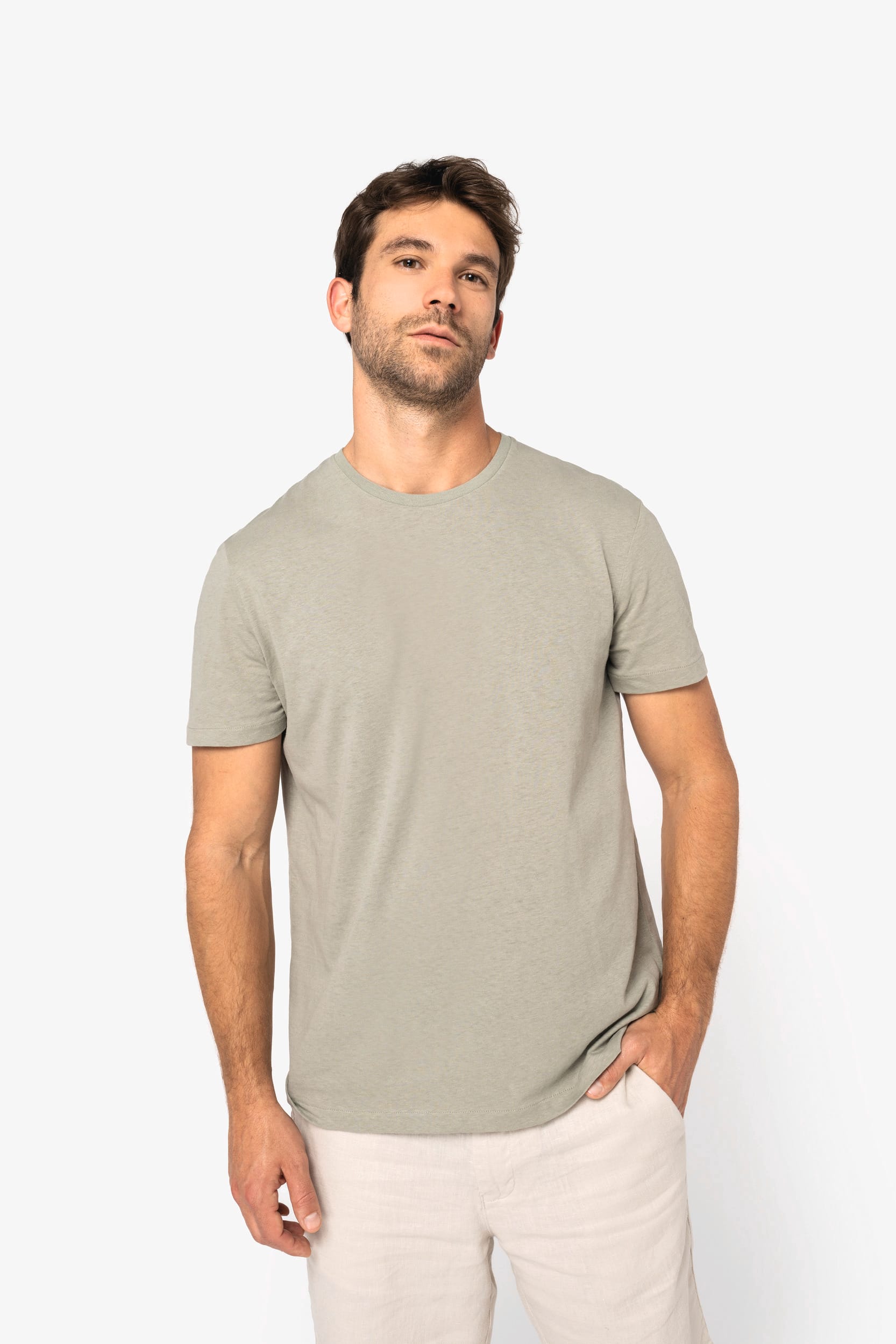 Umweltfreundliches Unisex-T-Shirt aus Biobaumwolle und Leinen