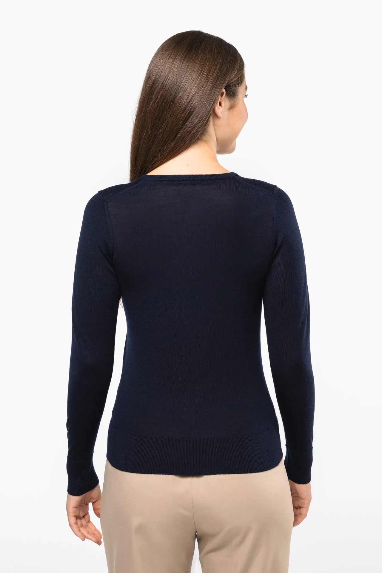 Merino-Damenpullover mit V-Ausschnitt