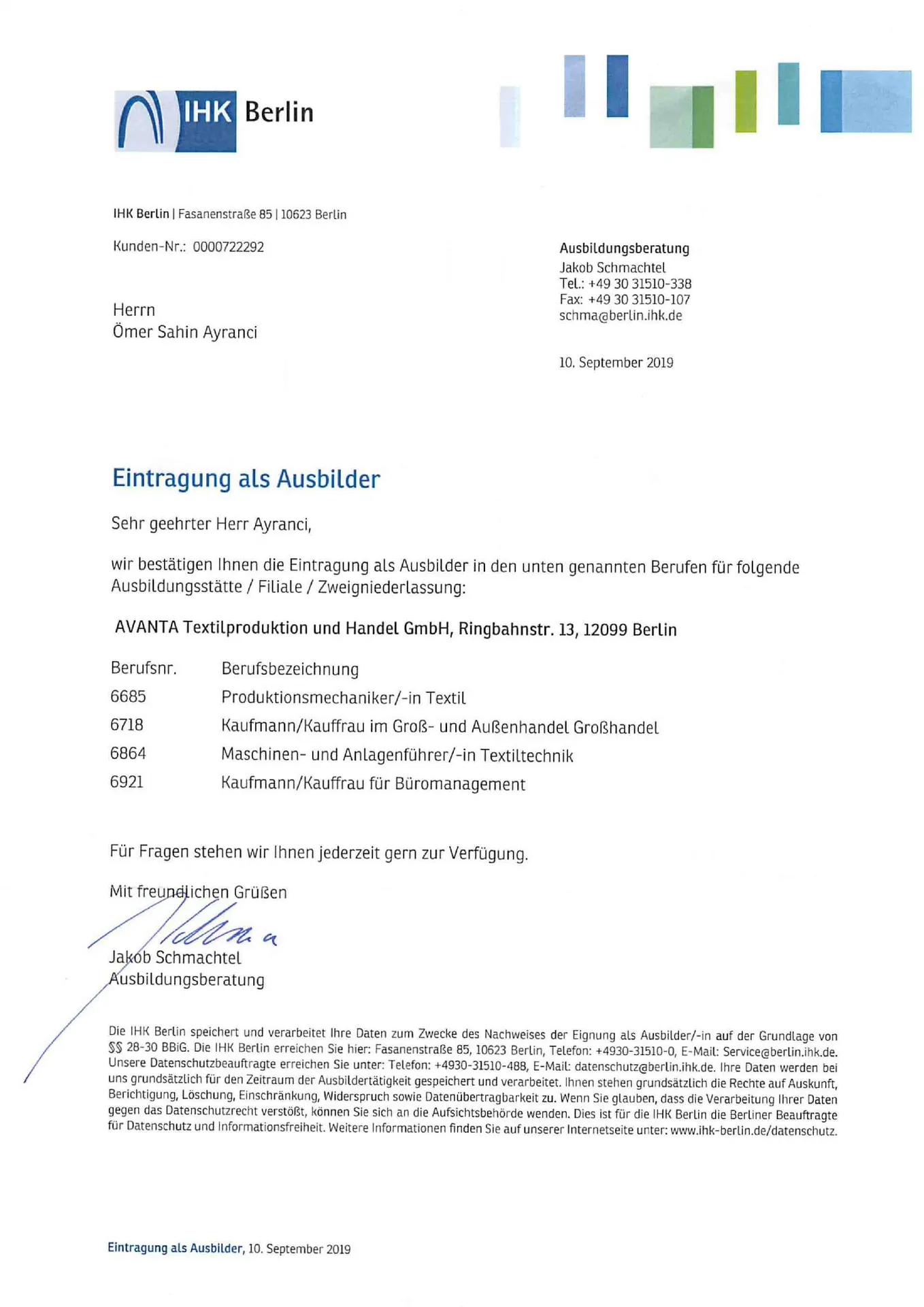 Ausbilder Einragung IHK-Berlin