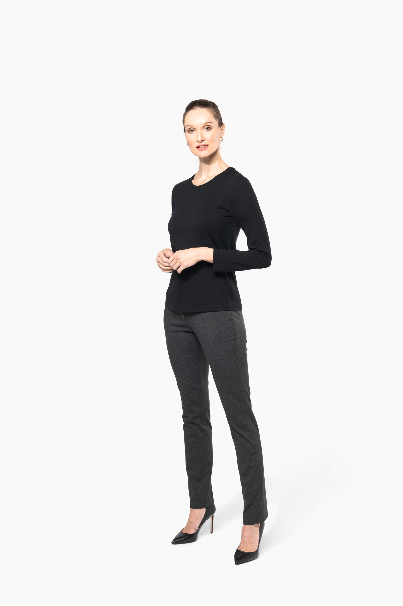 Supima® Damen-T-Shirt mit Rundhalsausschnitt und langen Ärmeln