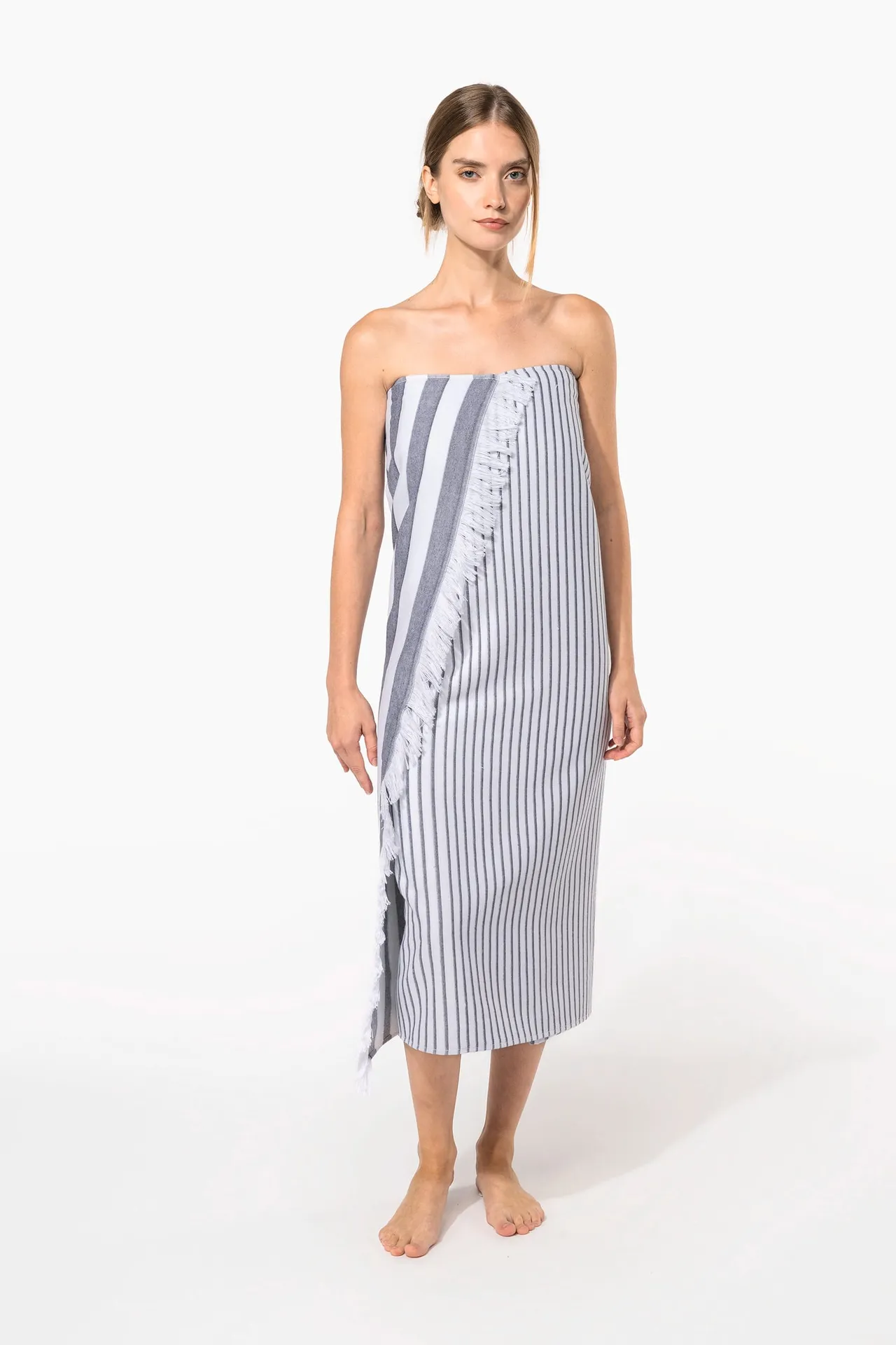 Gestreiftes Fouta-Tuch mit Fransen