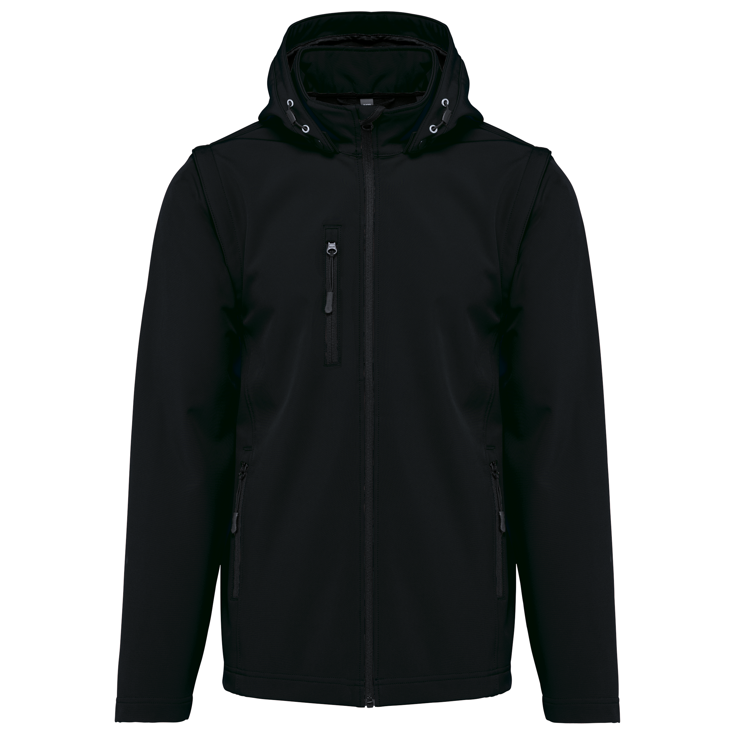 3-lagige Unisex-Softshell-Jacke mit Kapuze und abnehmbaren Ärmeln
