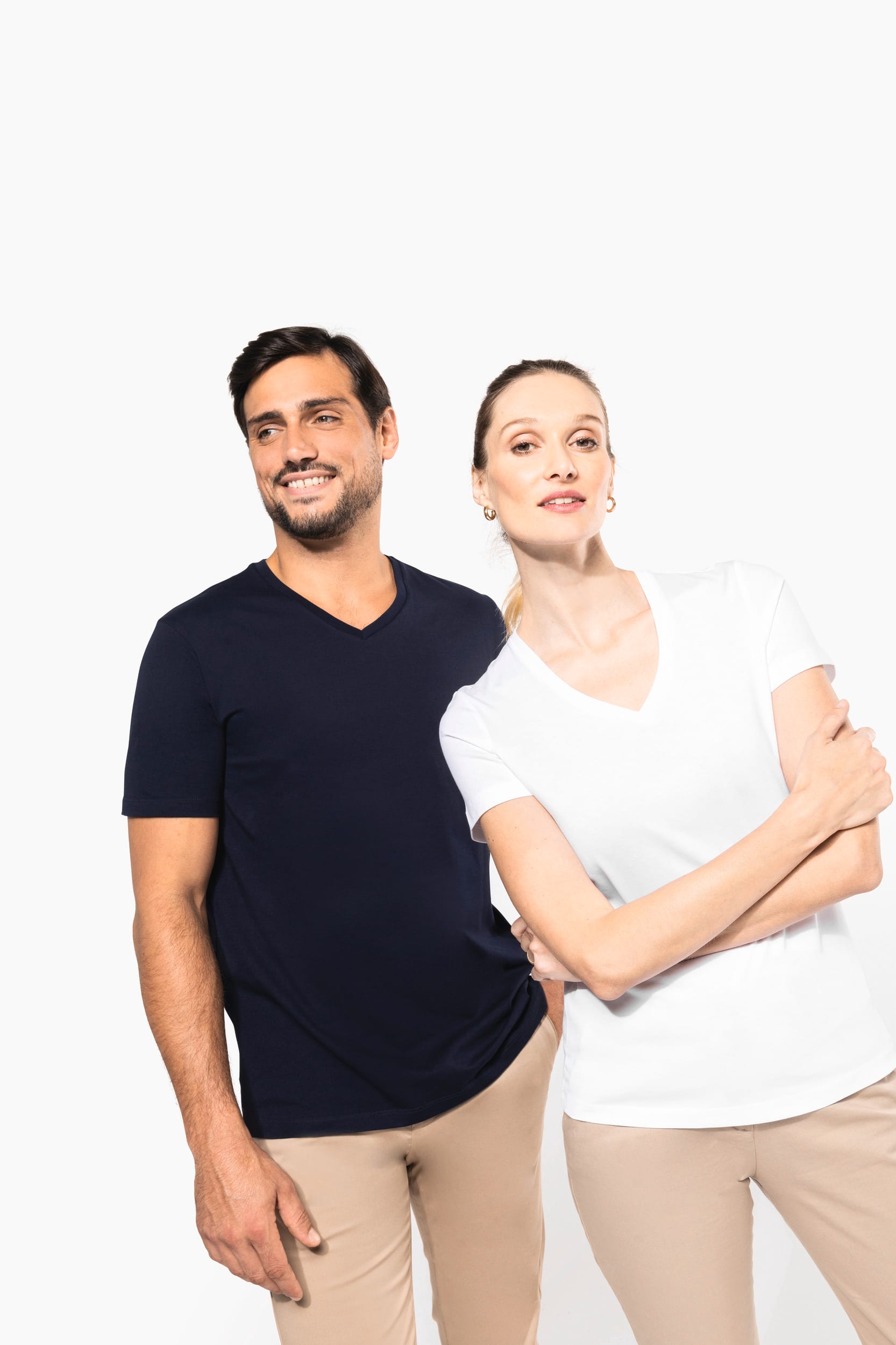 Supima® Damen-T-Shirt mit V-Ausschnitt und kurzen Ärmeln