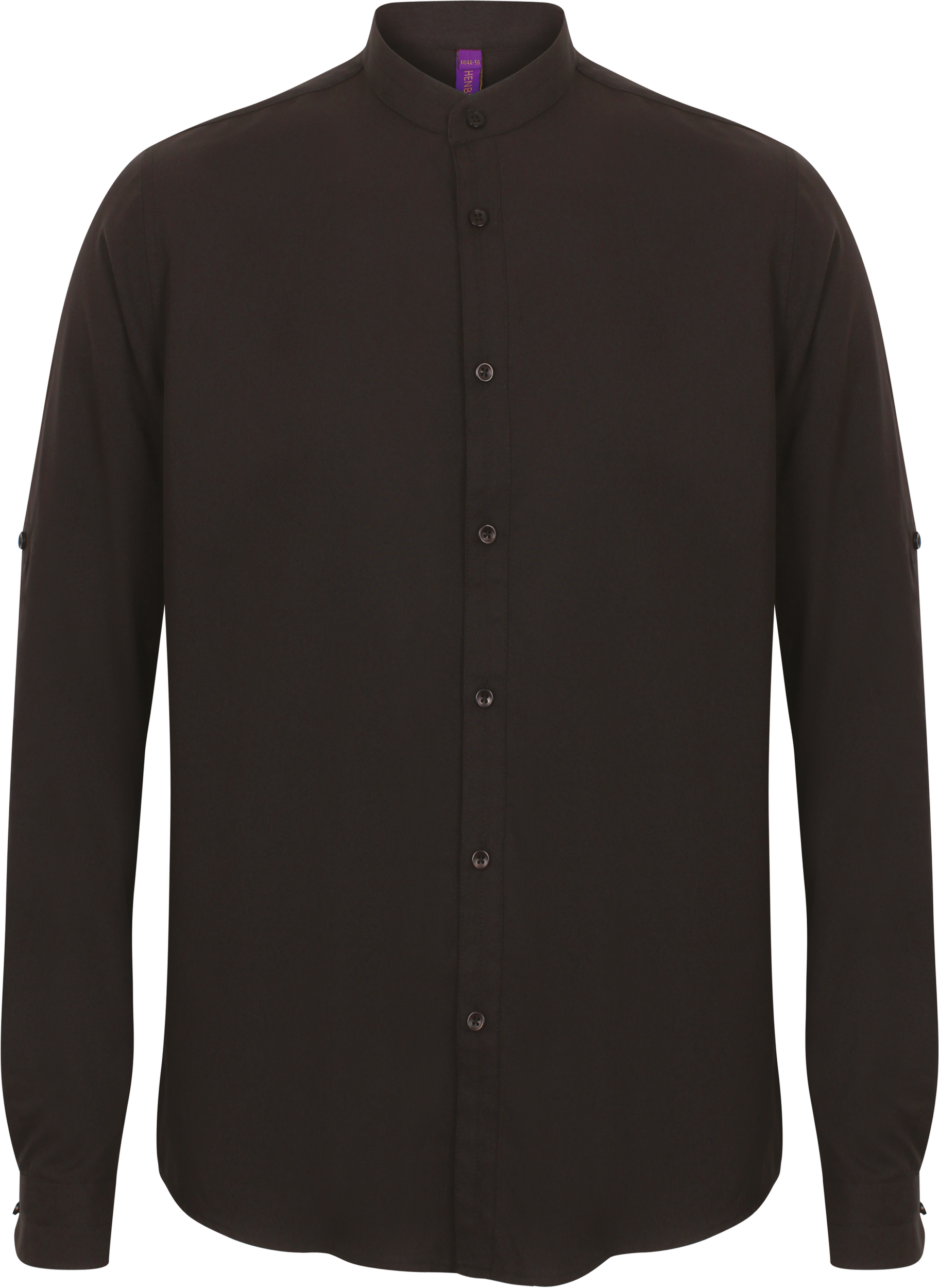 Men's Mandarin Shirt With Roll-Tab Sleeve