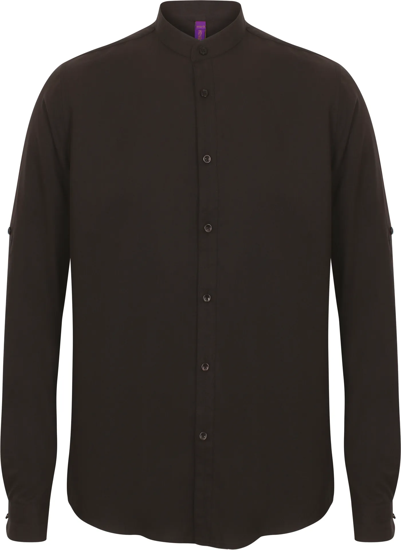 Men's Mandarin Shirt With Roll-Tab Sleeve