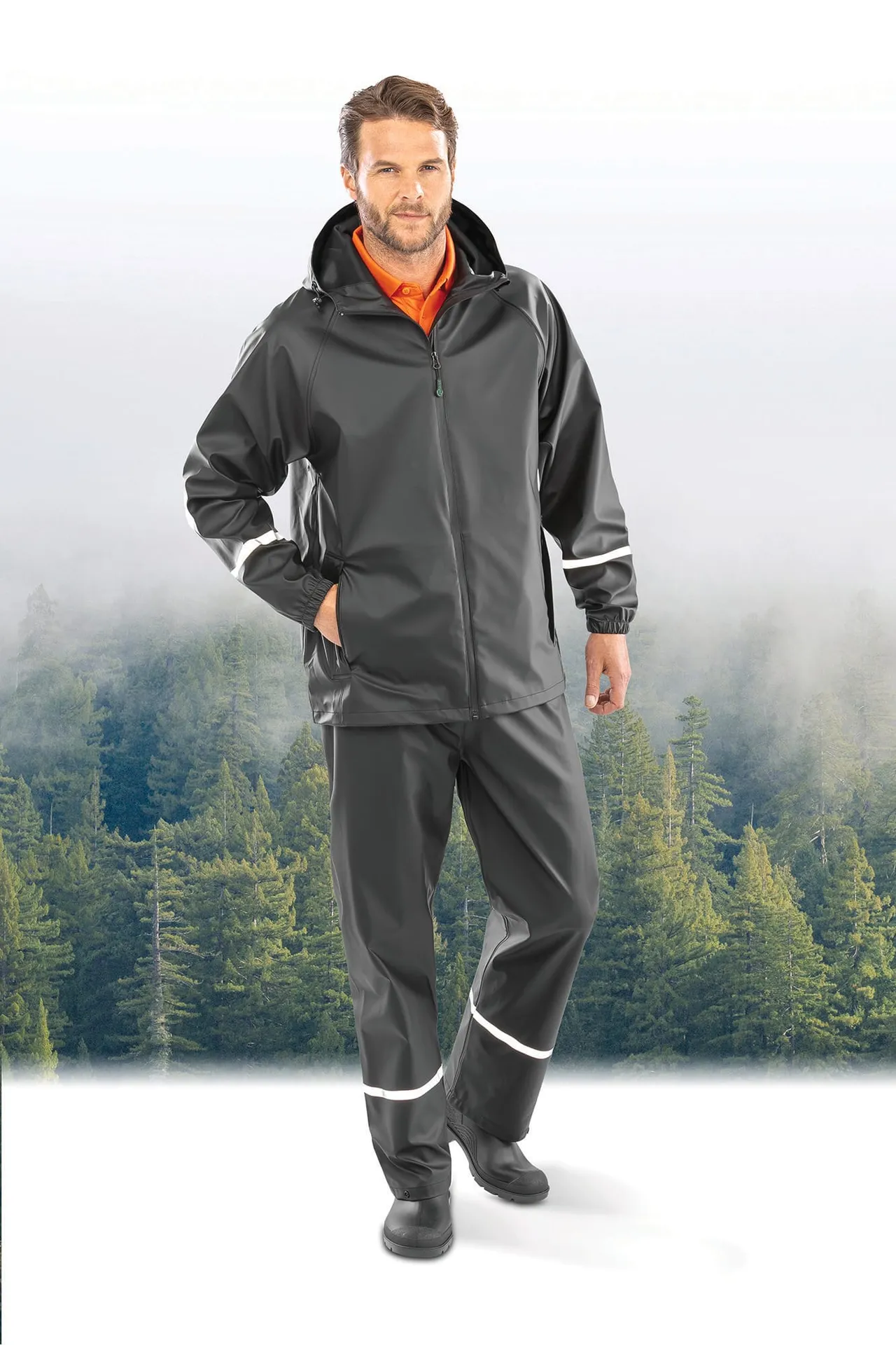 Wasserdichte Prism PU-Jacke mit reflektierenden Streifen