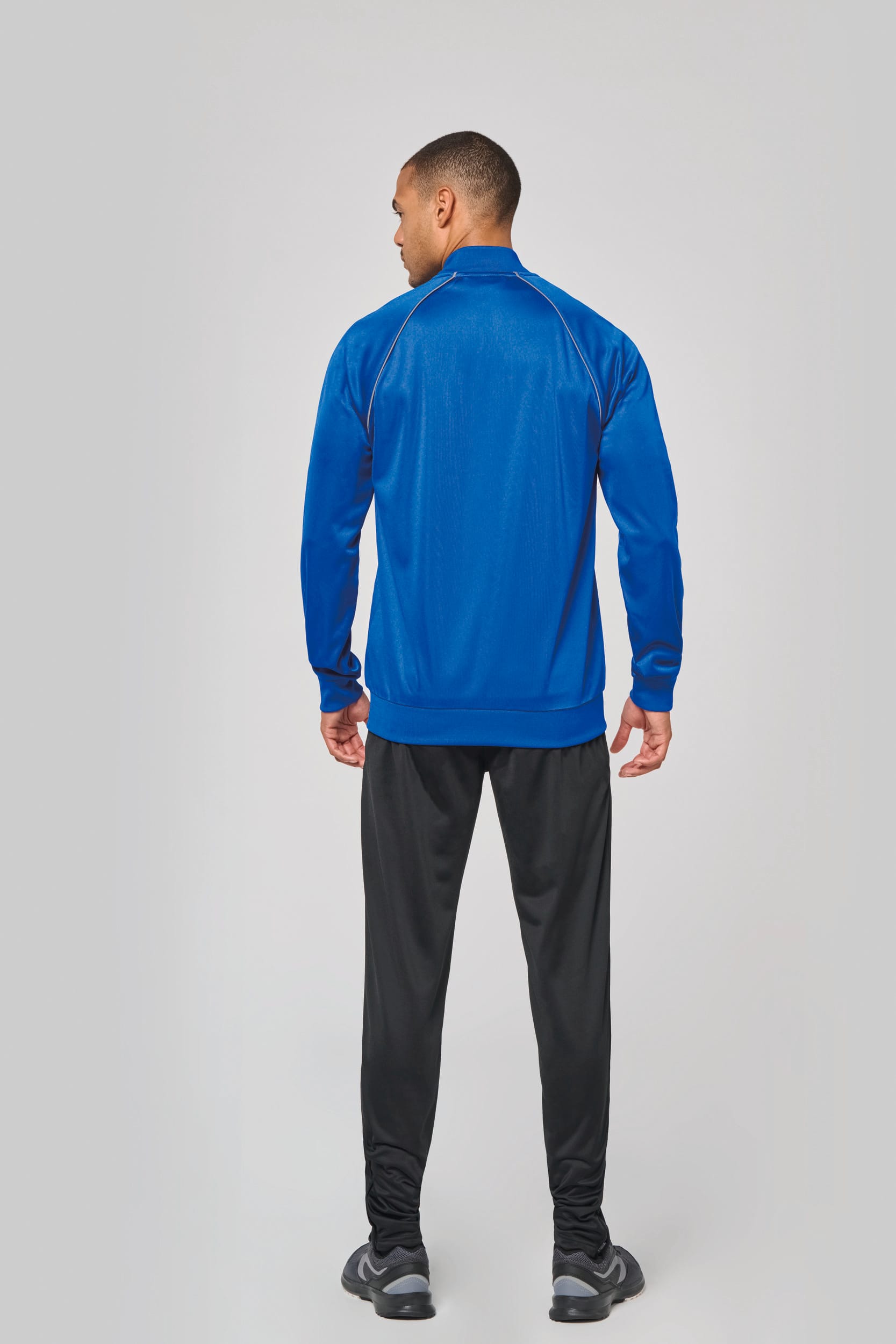 Unisex-Trainingsjacke mit Reißverschluss und Paspel