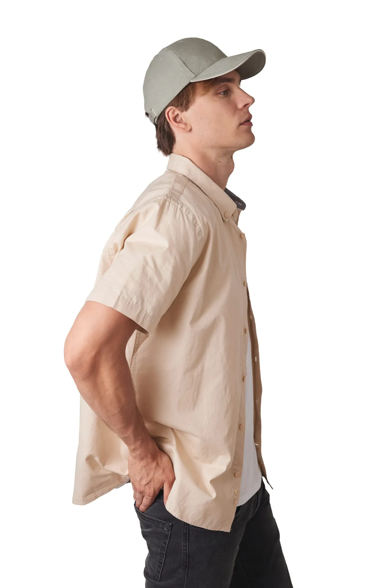 6-Panel-Kappe aus biologischer Baumwolle mit Kontrast-Sandwichschirm