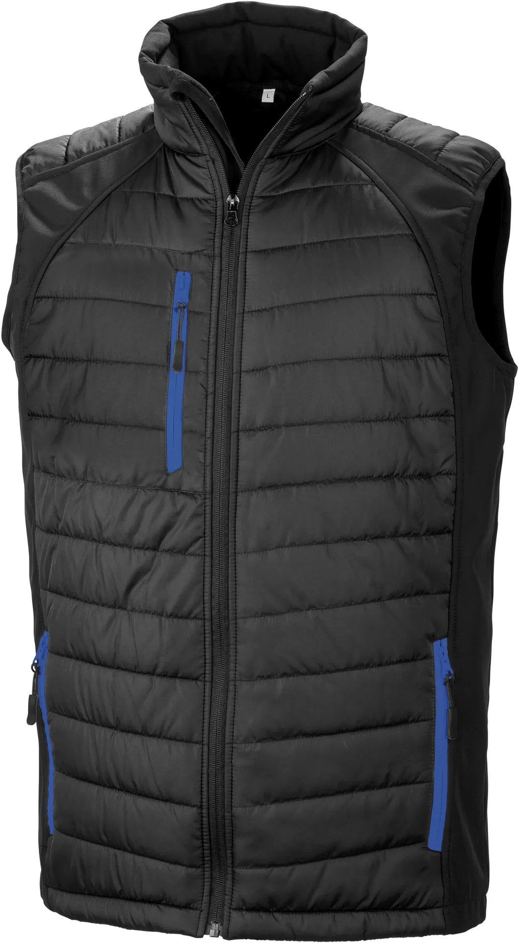 Black compass padded soft shell gilet