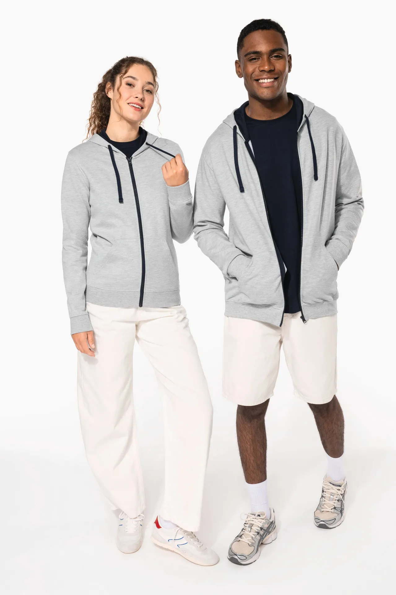 DAMEN-KAPUZENSWEATSHIRT BICOLOR mit Reißverschluss