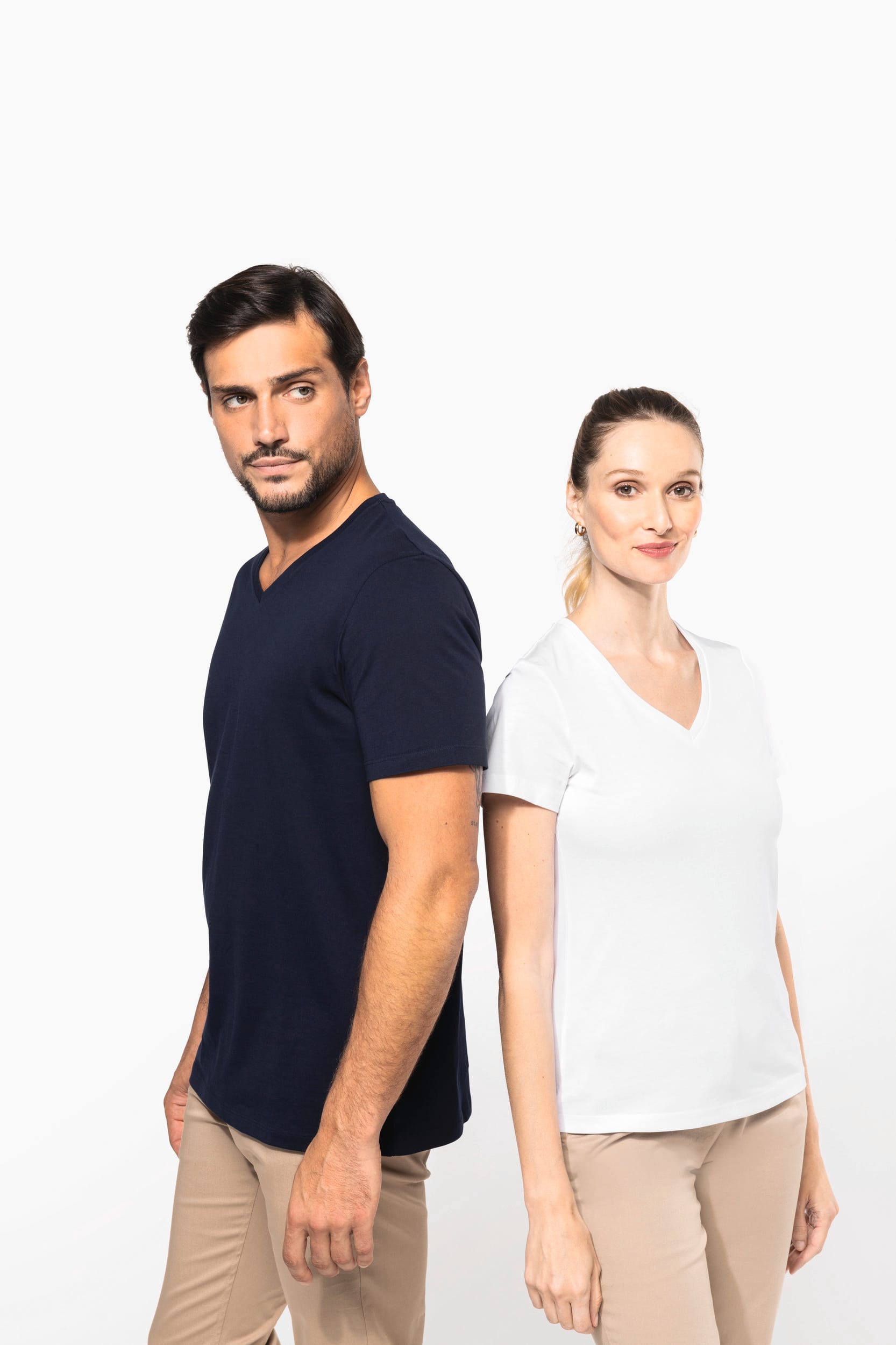Supima® Damen-T-Shirt mit V-Ausschnitt und kurzen Ärmeln