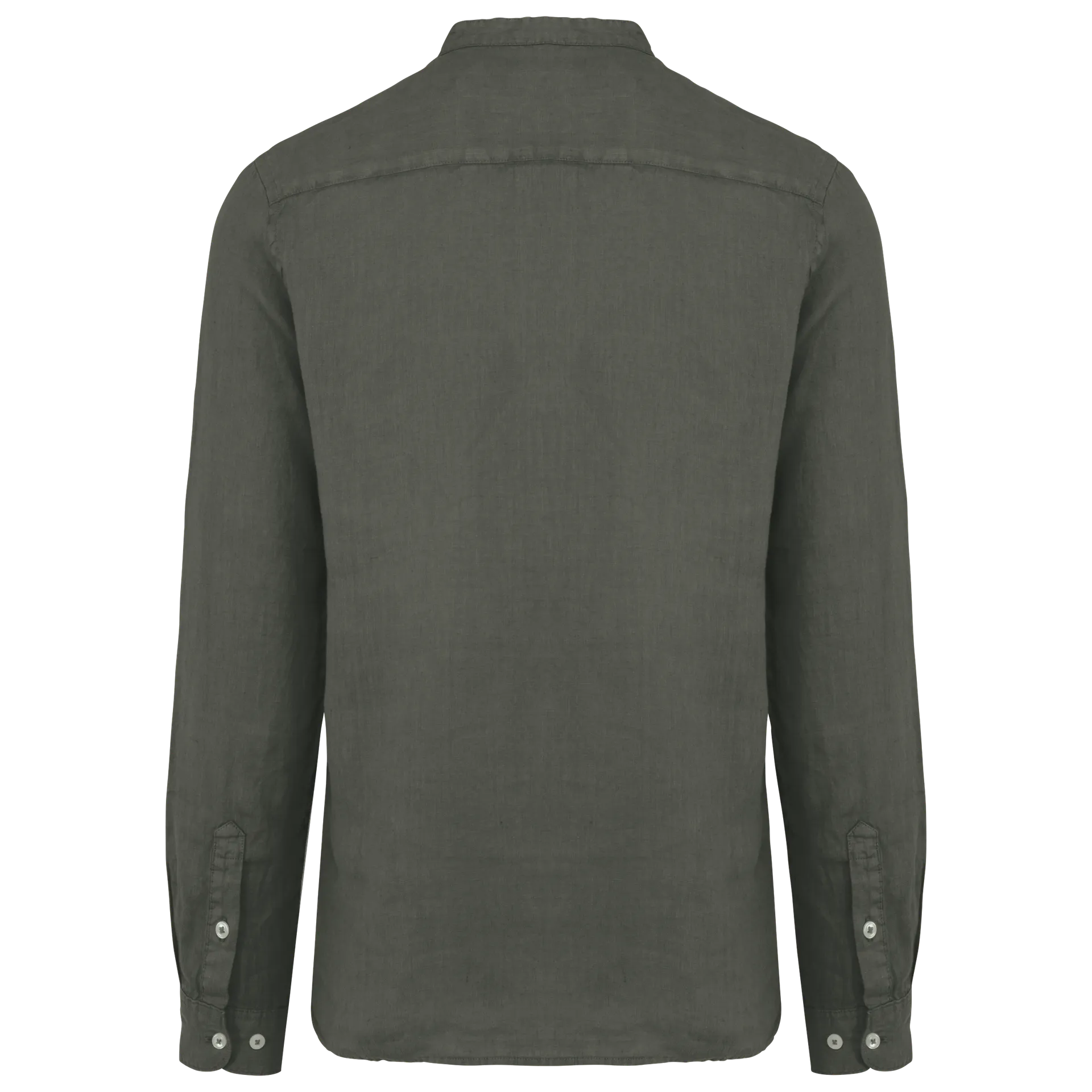 Ausgewaschenes Herren-Hemd aus Leinen mit Maokragen