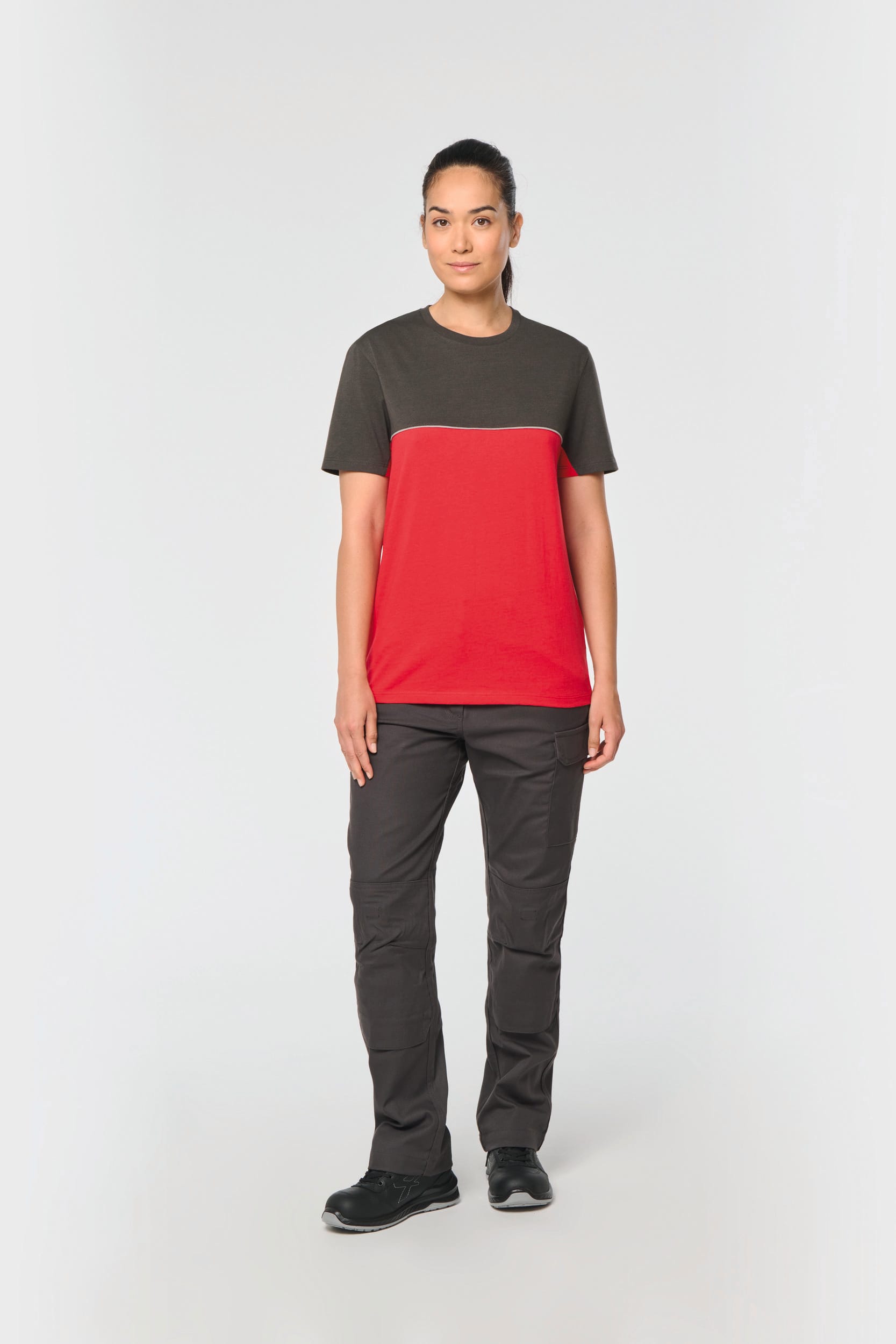 Zweifarbiges umweltfreundliches Unisex-T-Shirt mit kurzen Ärmeln