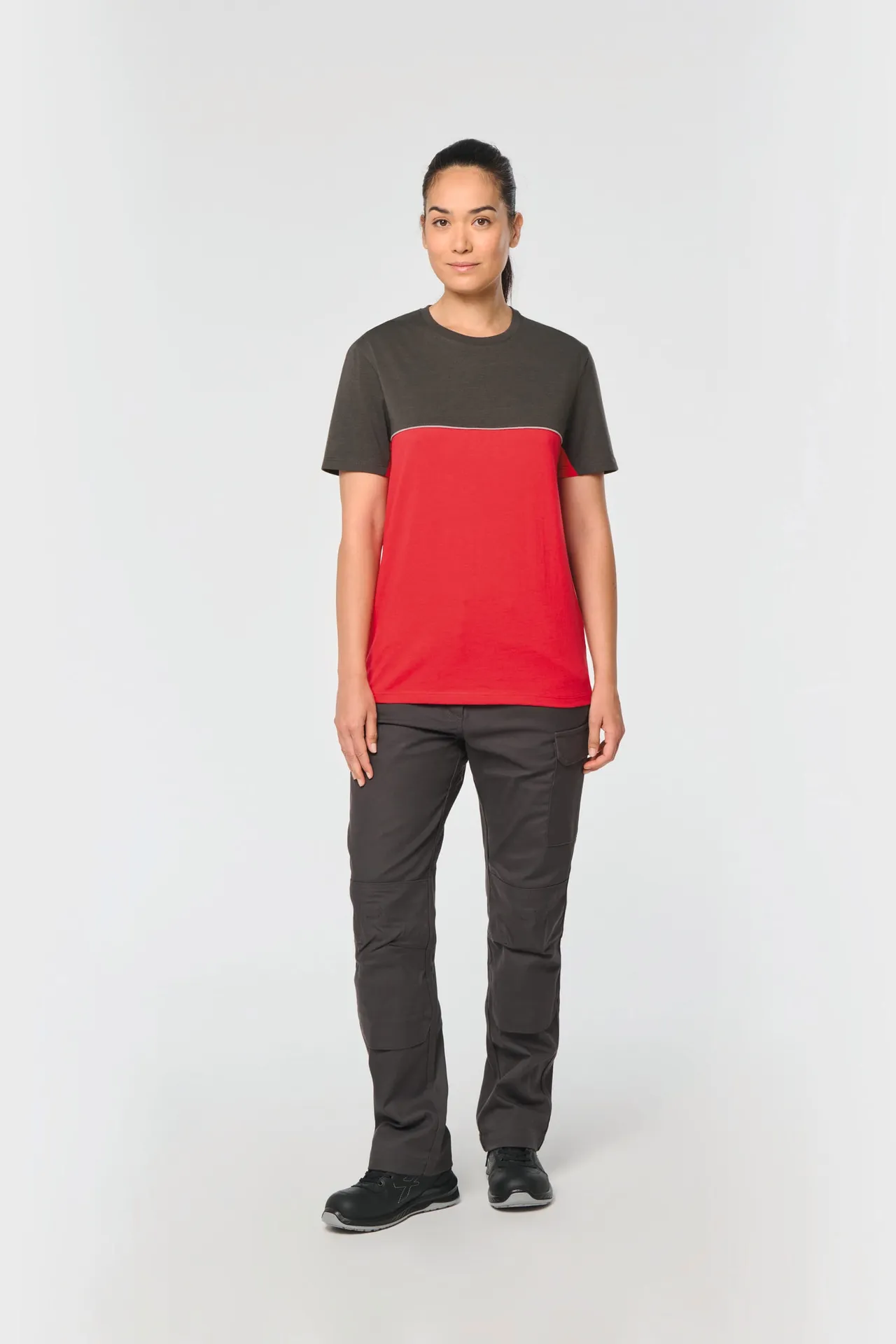 Zweifarbiges umweltfreundliches Unisex-T-Shirt mit kurzen Ärmeln