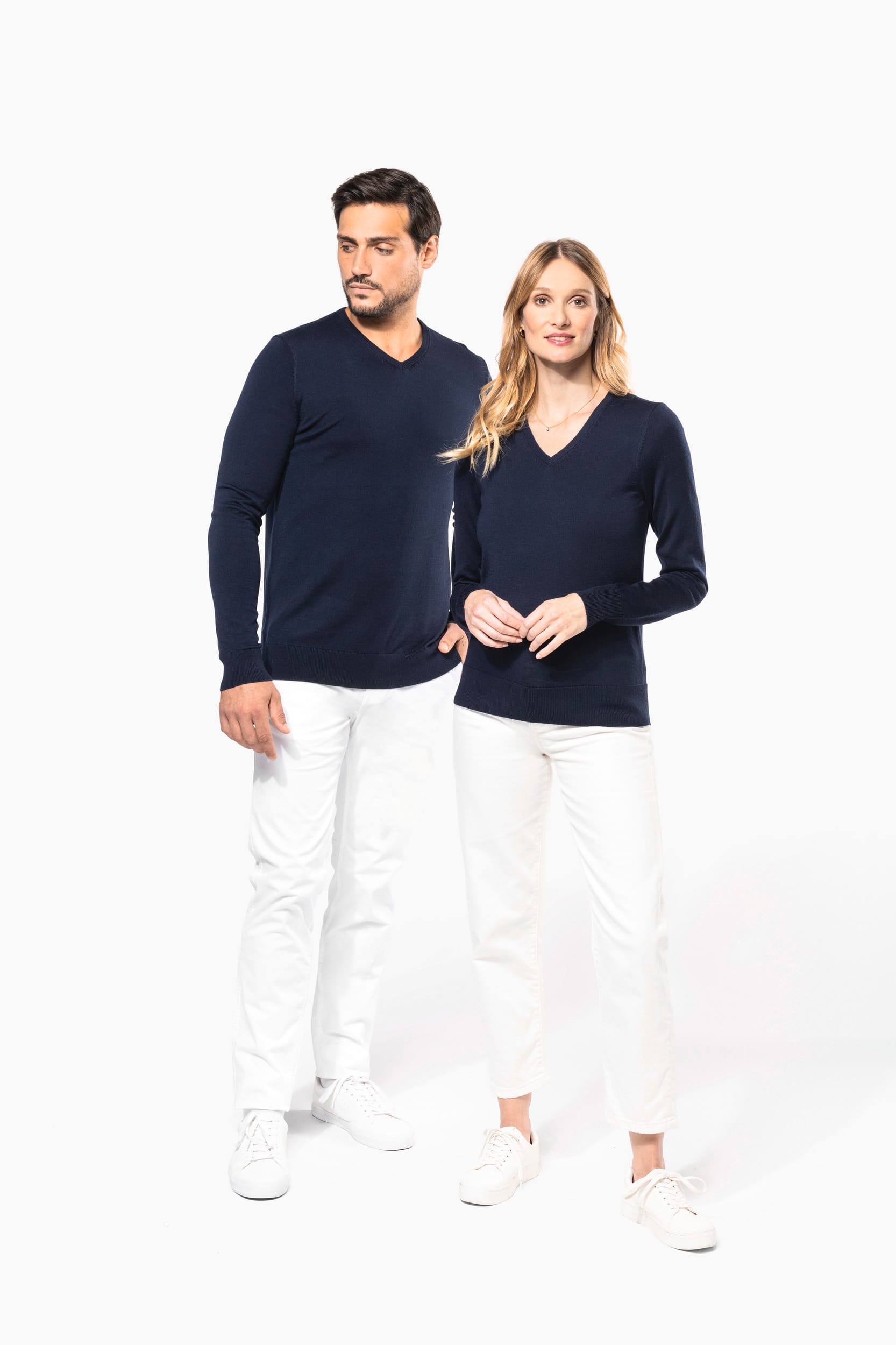 Merino-Herrenpullover mit V-Ausschnitt
