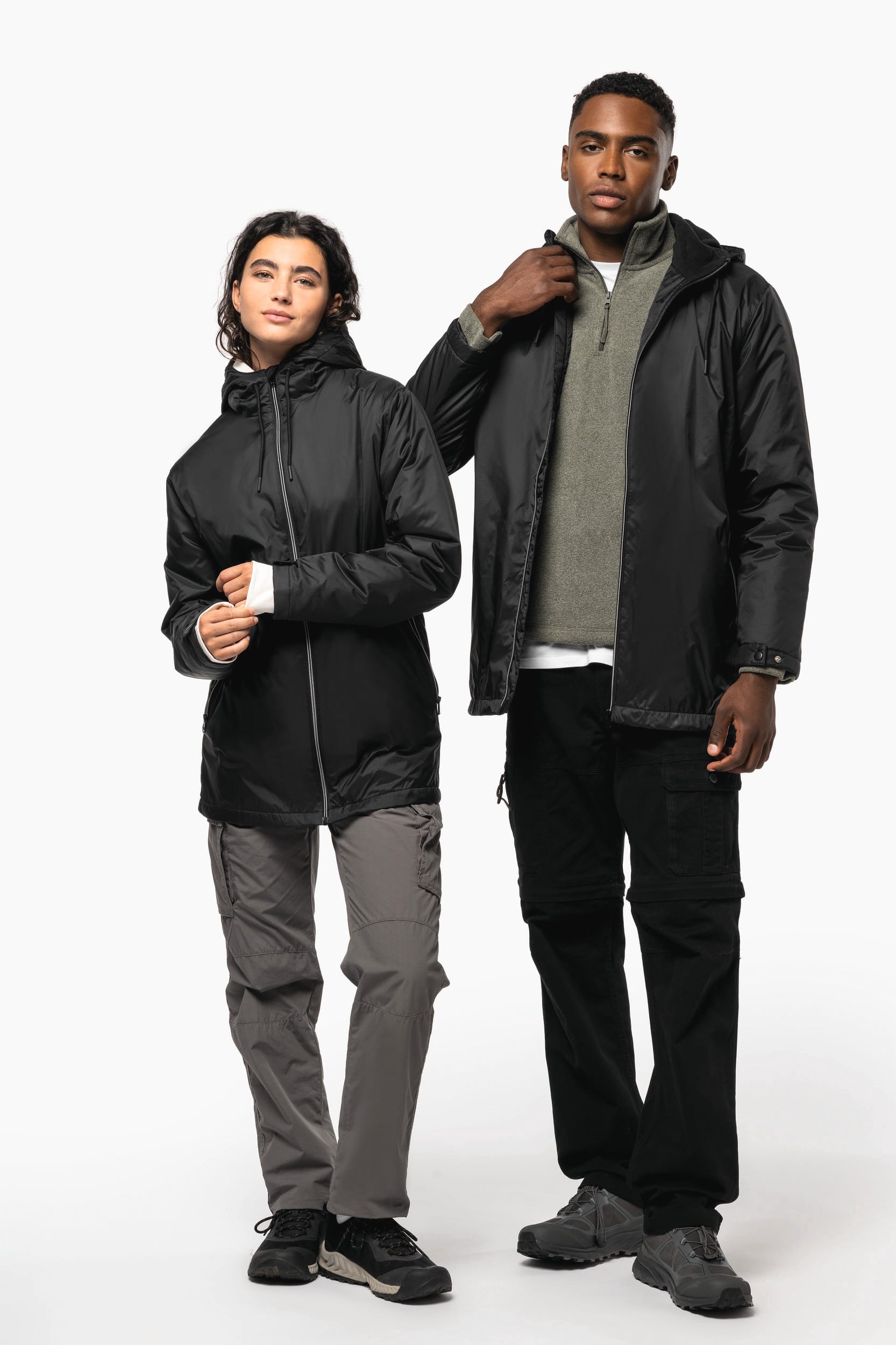 Gefütterte Unisex-Kapuzenjacke aus Mikrofleece