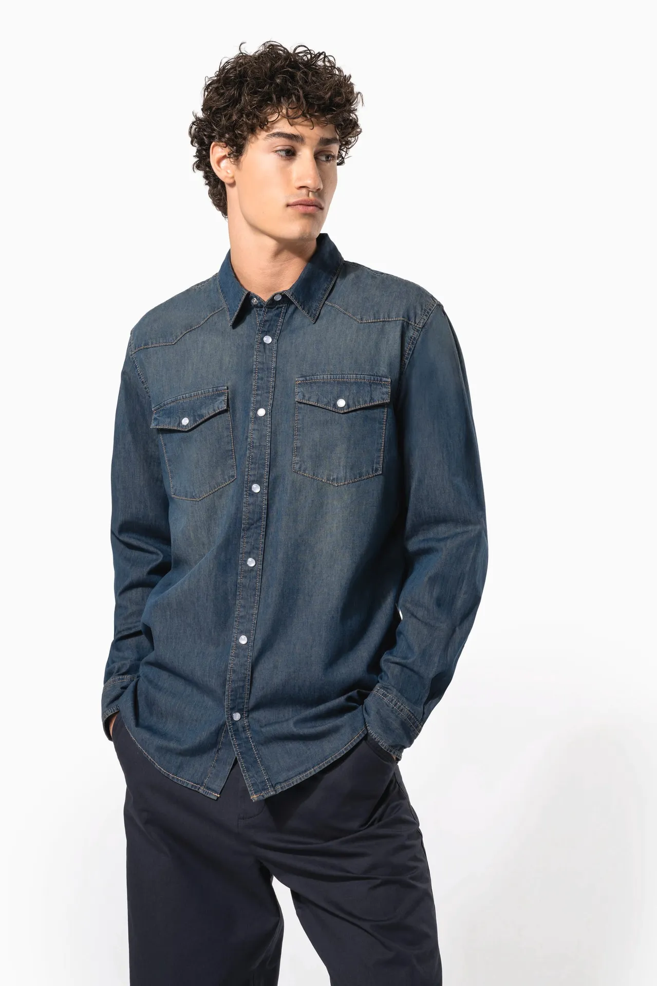 Herren denim-hemd langarm