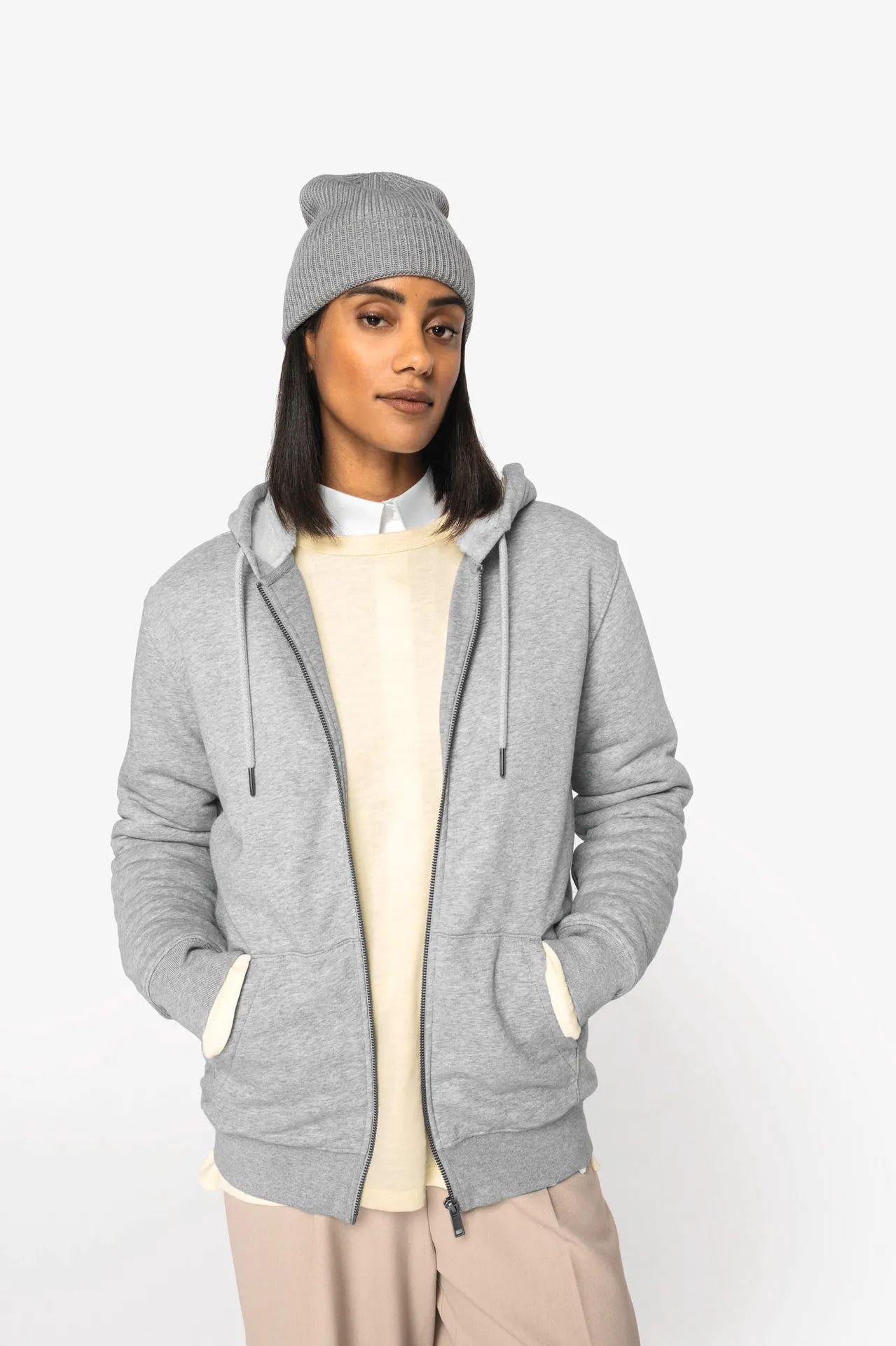 Umweltfreundliches Unisex-Sweatshirt mit Reißverschluss und Sherpa-Futter