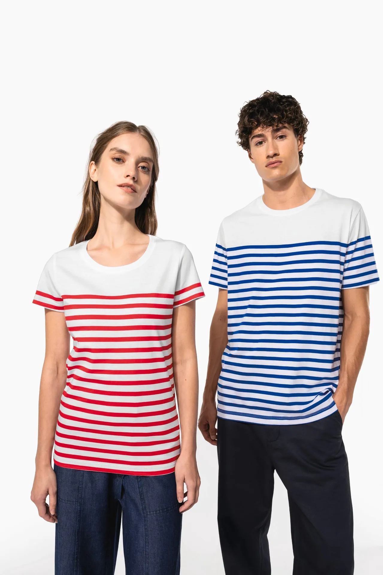 T-Shirt im Marine-Stil mit Rundhalsausschnitt Bio Damen