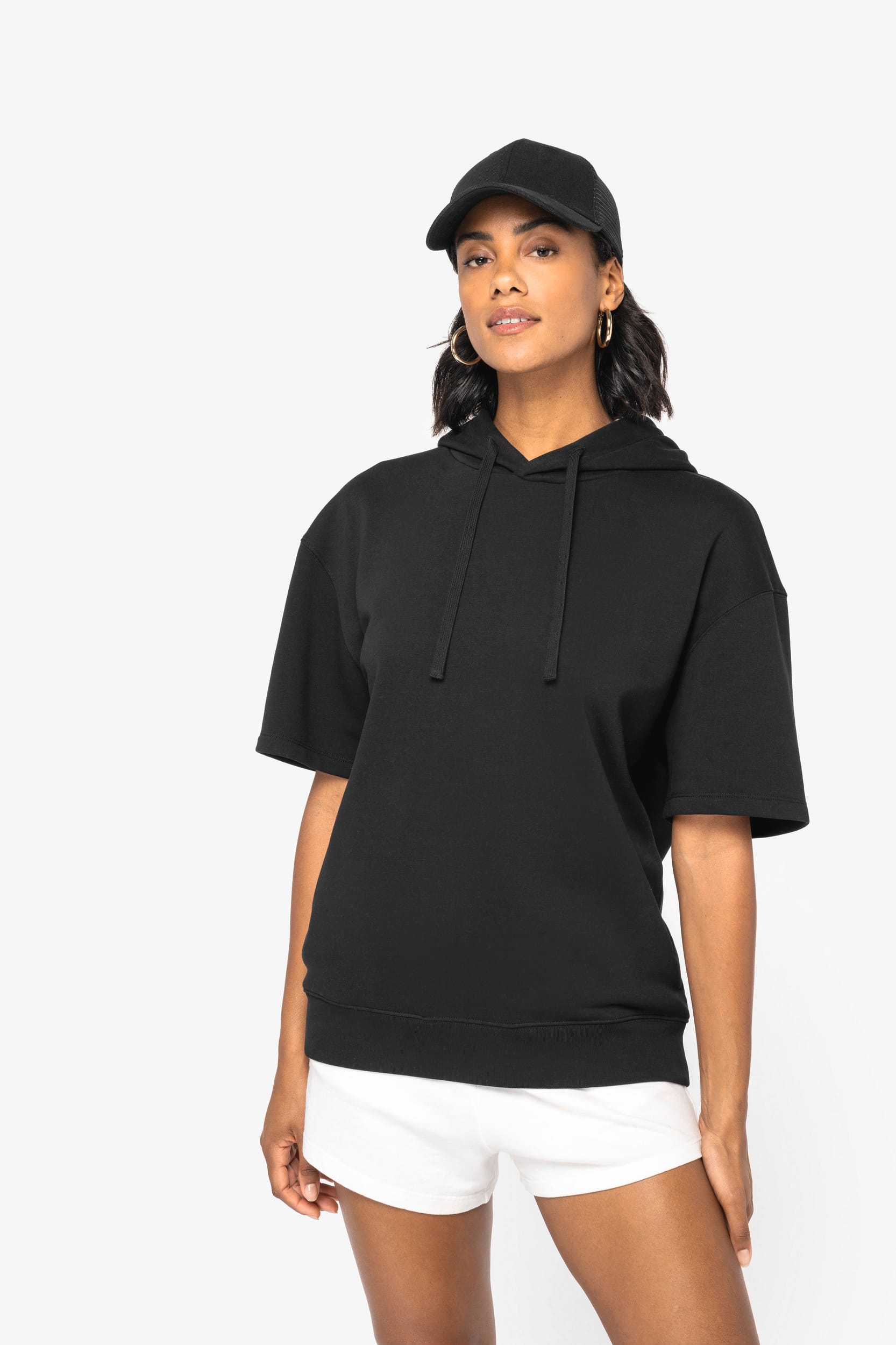 Umweltfreundliches Unisex Kapuzen-Sweatshirt mit überschnittener Schulterpartie aus French Terry