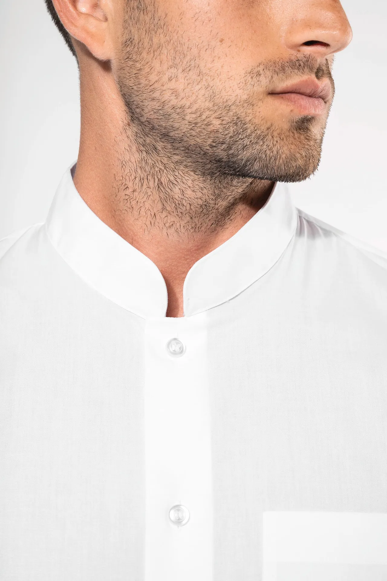 Herrenhemd mao-kragen langarm