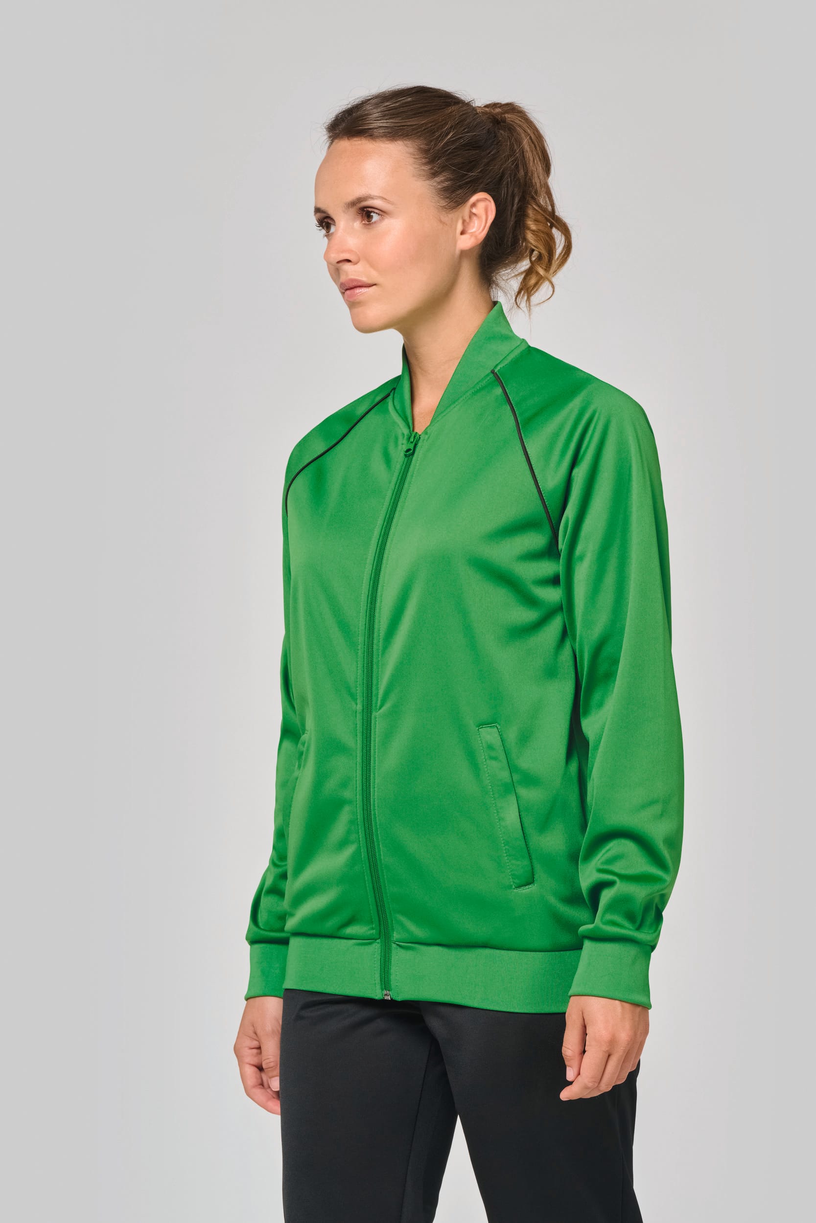 Unisex-Trainingsjacke mit Reißverschluss und Paspel