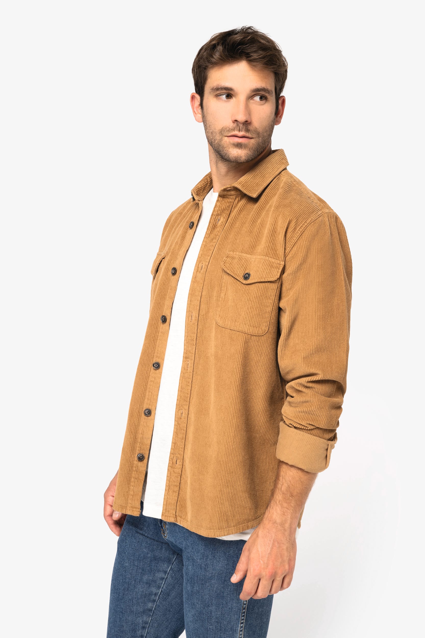 Umweltfreundliche ausgewaschene Herren-Hemdjacke aus Kord