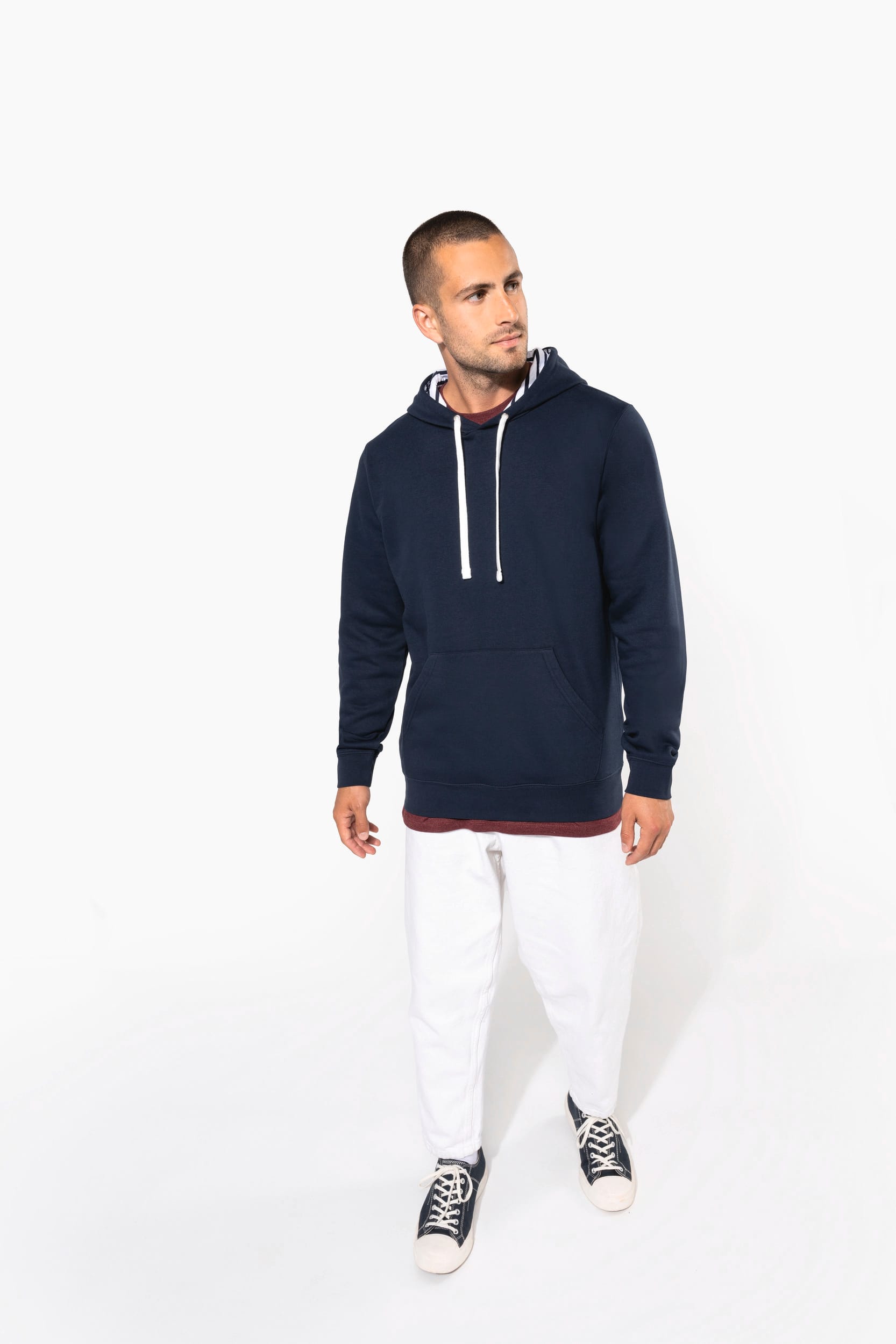 Unisex-Kapuzensweatshirt mit kontrastfarbener Kapuze und Motiven