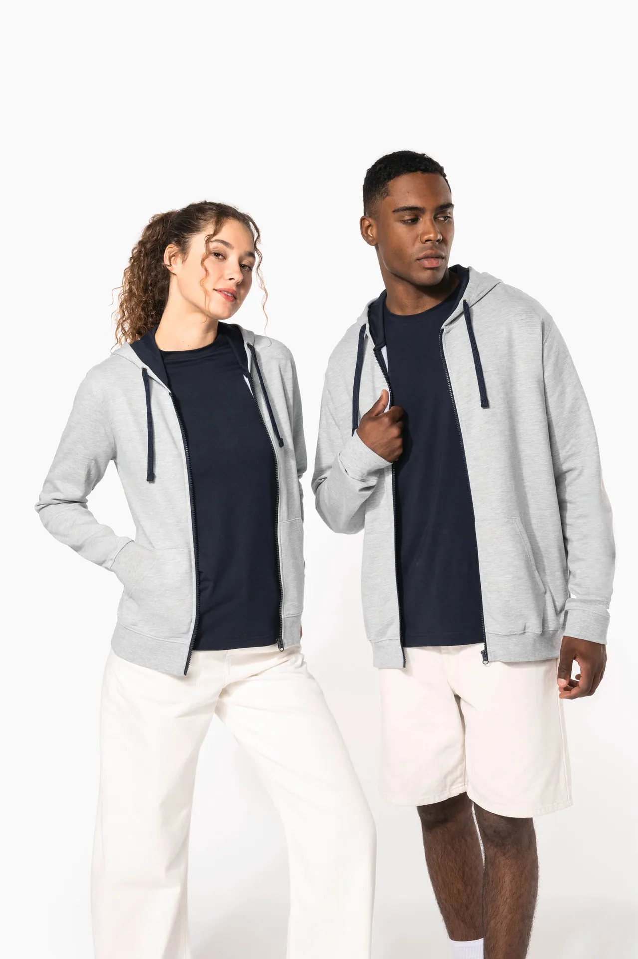 DAMEN-KAPUZENSWEATSHIRT BICOLOR mit Reißverschluss