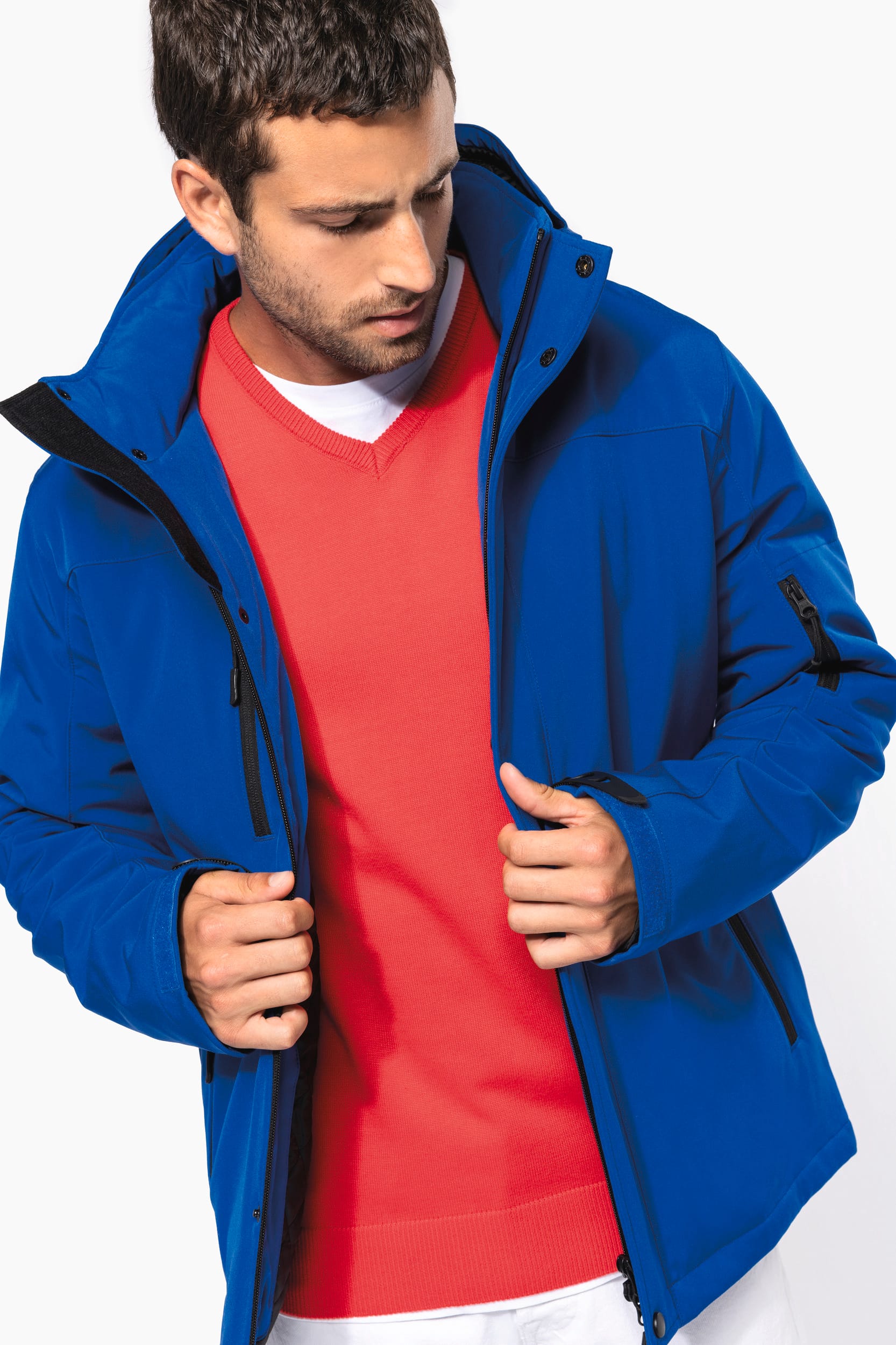 Herrenparka Softshell wattiert mit Kapuze