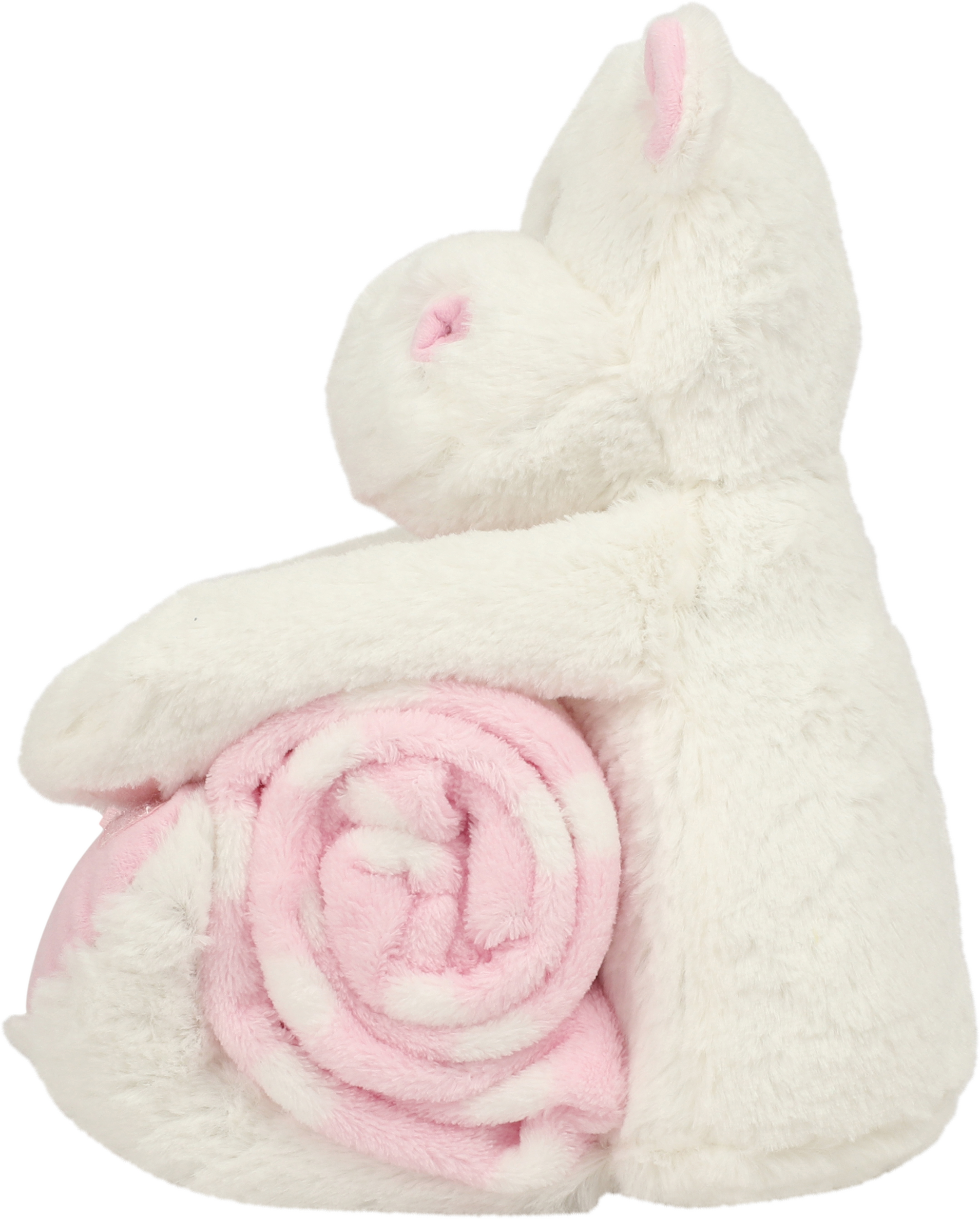 Weisses nilpferd mit bedruckter decke