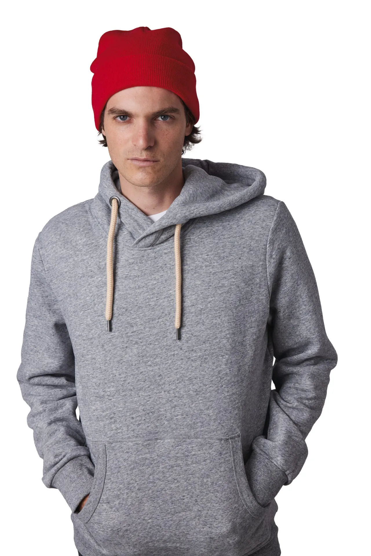 Recycelte Mütze mit Strickumschlag