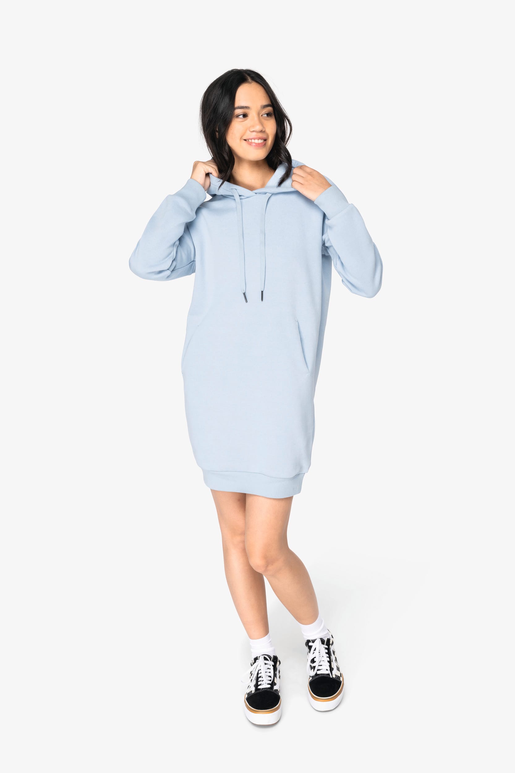 Umweltfreundliches Kapuzensweatshirtkleid für Damen