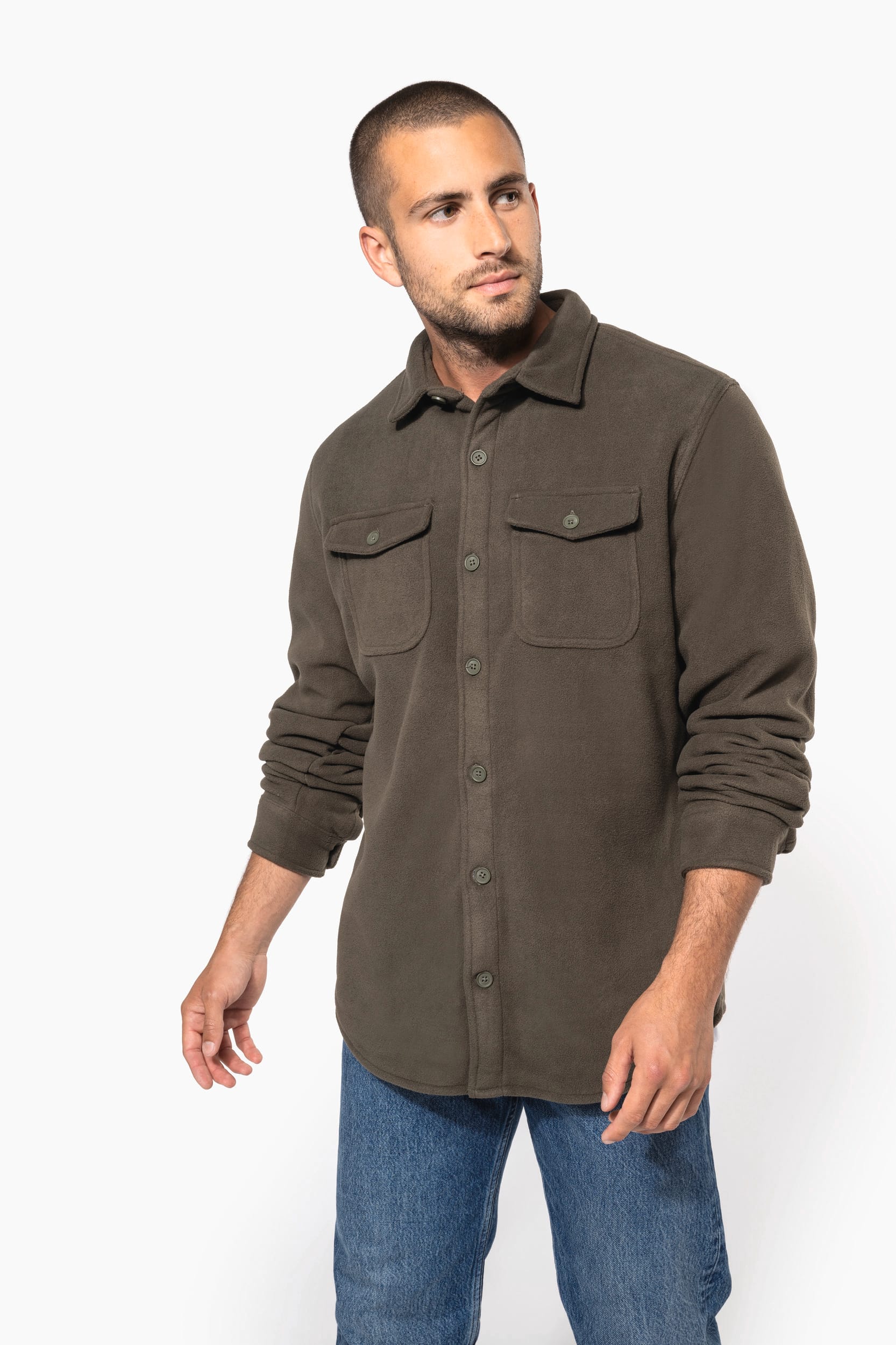 Fleece-Hemdjacke mit Sherpa-Futter