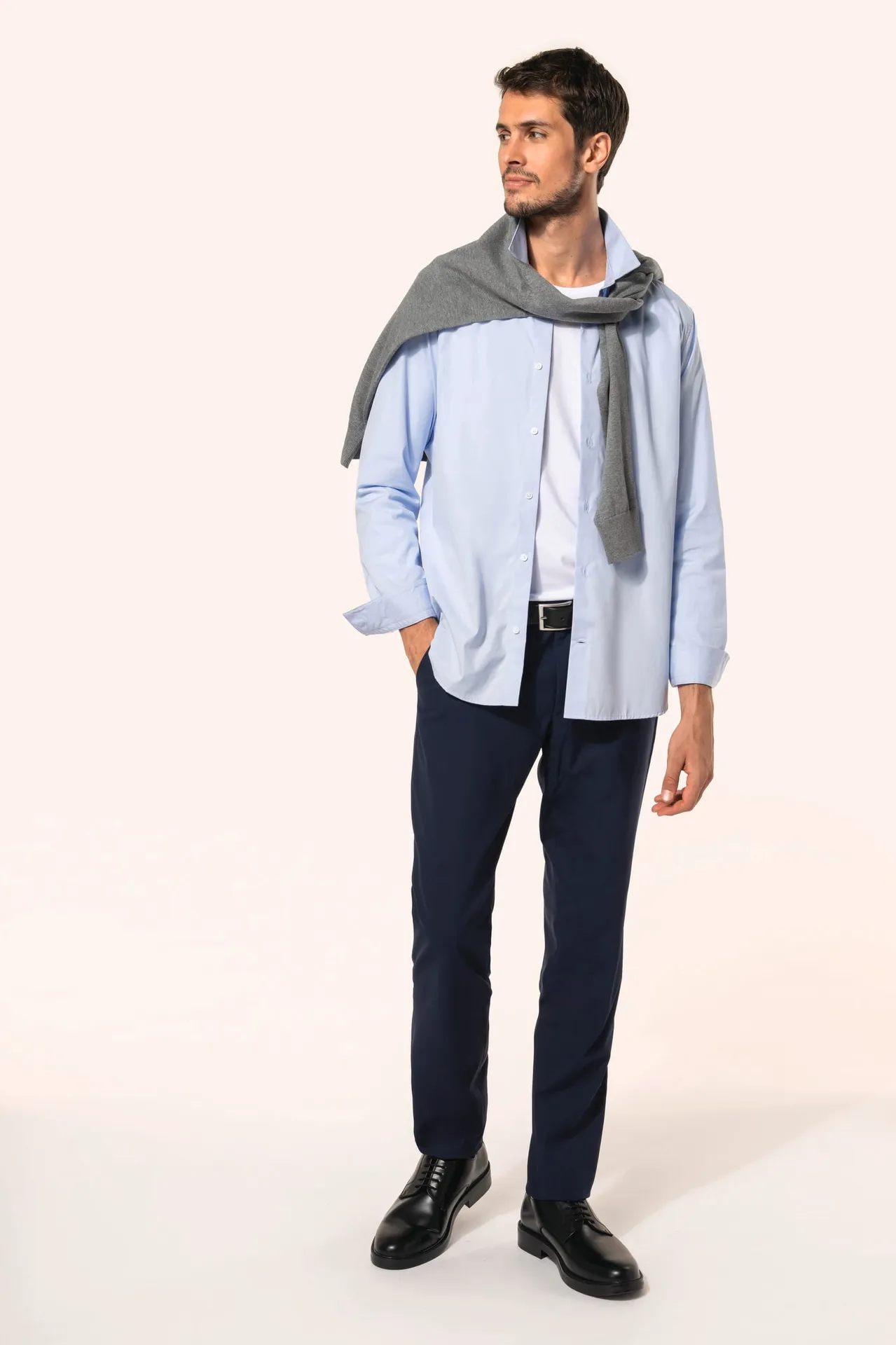 Popeline-Hemd für Herren mit langen Ärmeln