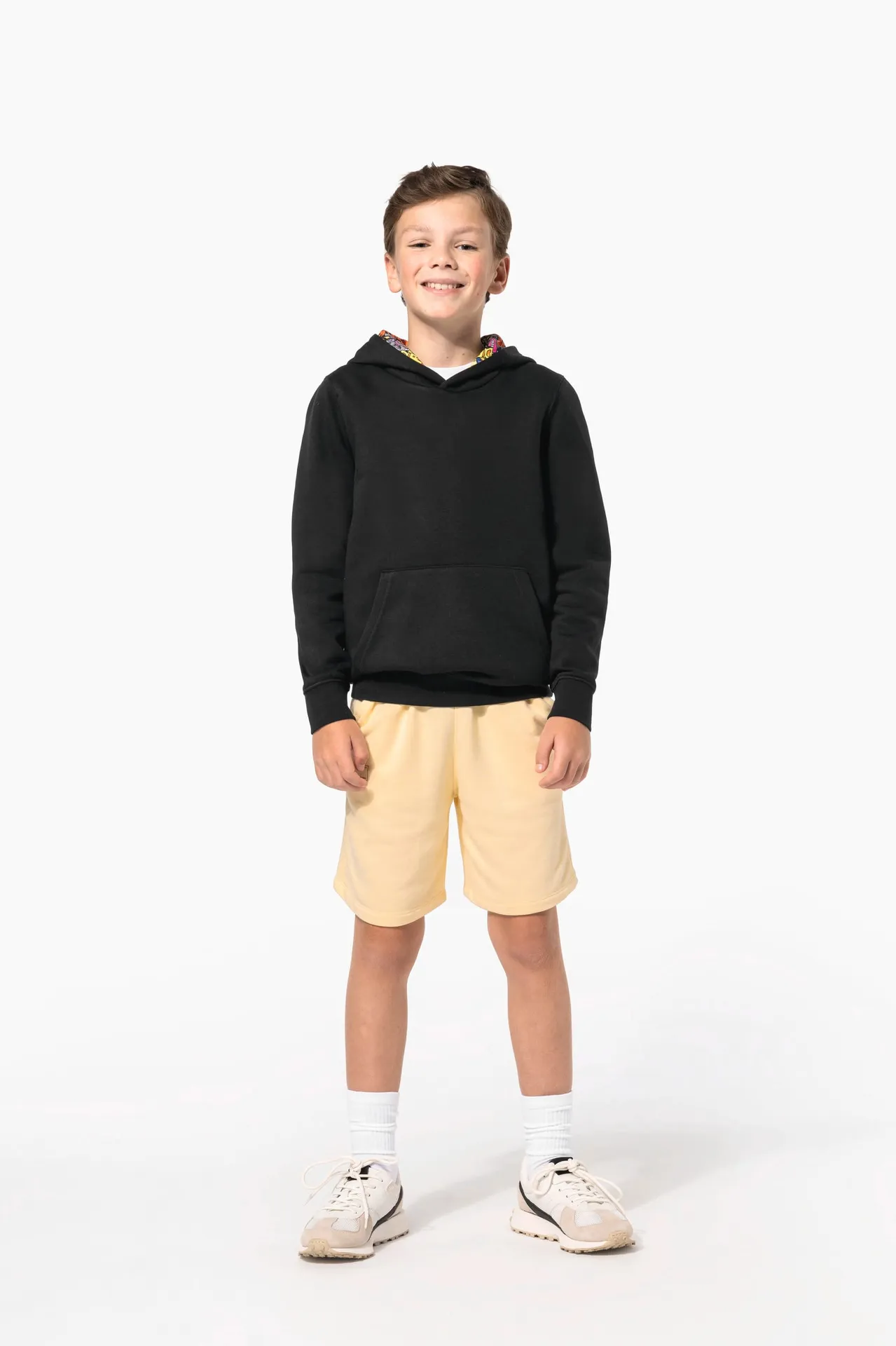 Kapuzensweatshirt mit kontrastfarbener Kapuze und Motiven für Kinder
